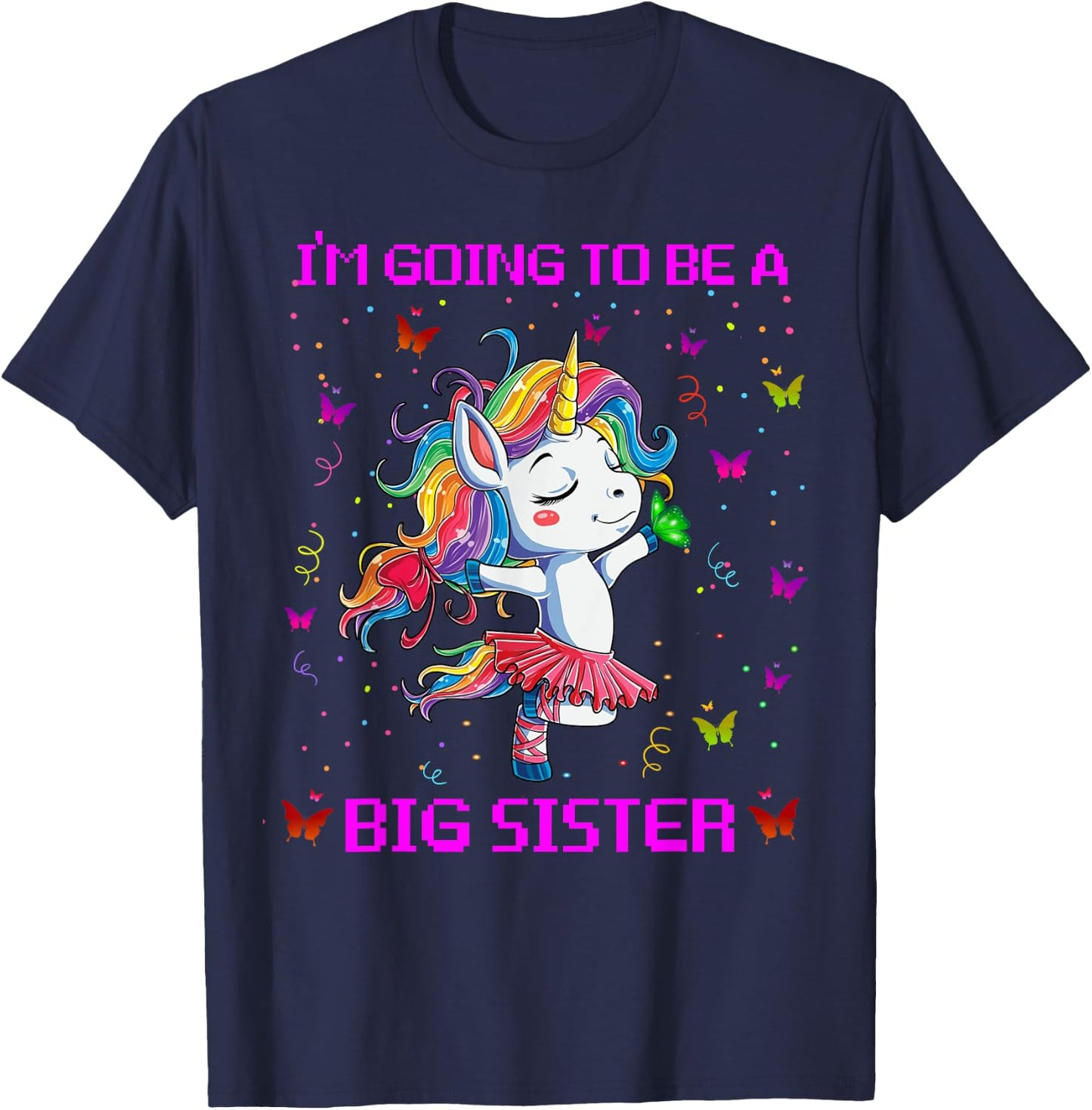 I'm Going To Be A Big Sister 2021 Unicorn T-Shirt - T-Shirt | Navy