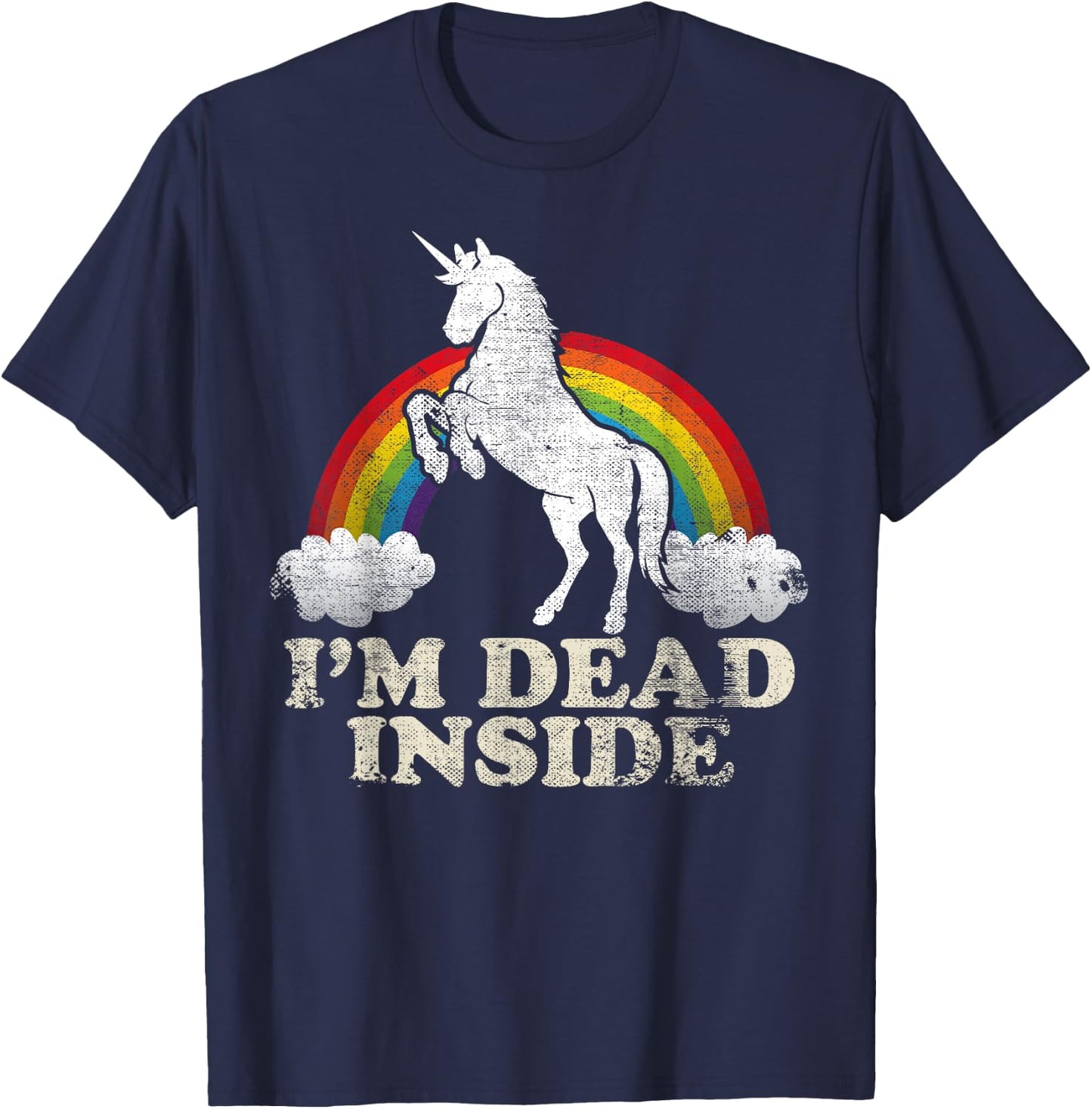 Funny Stuff - Unicorn I'm Dead Inside Sarcastic Depression Humour T-Shirt - T-Shirt | Navy