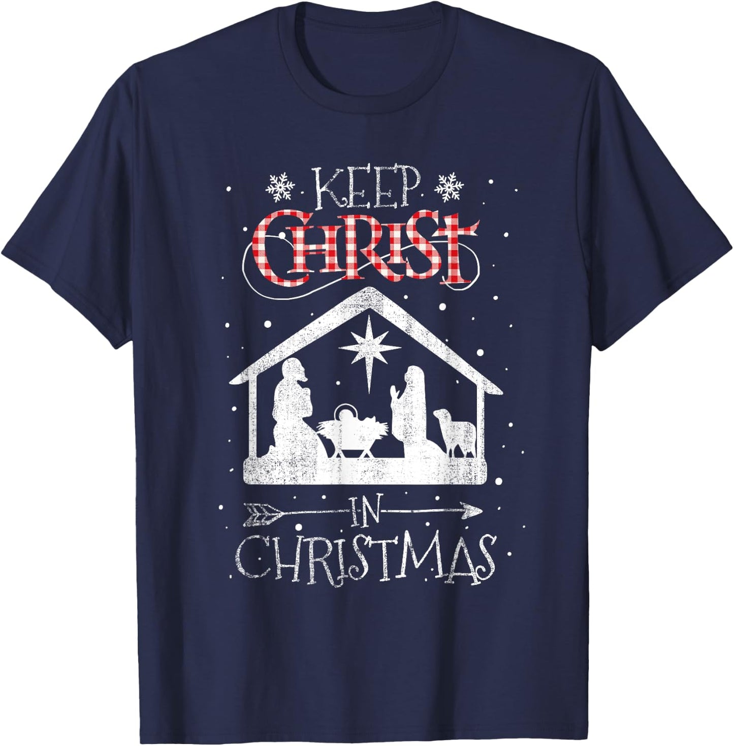 BORN Keep Christ In Christmas Nativity Jesus Christian Kids Black Cotton Polyester T-Shirt - T-Shirt | Navy