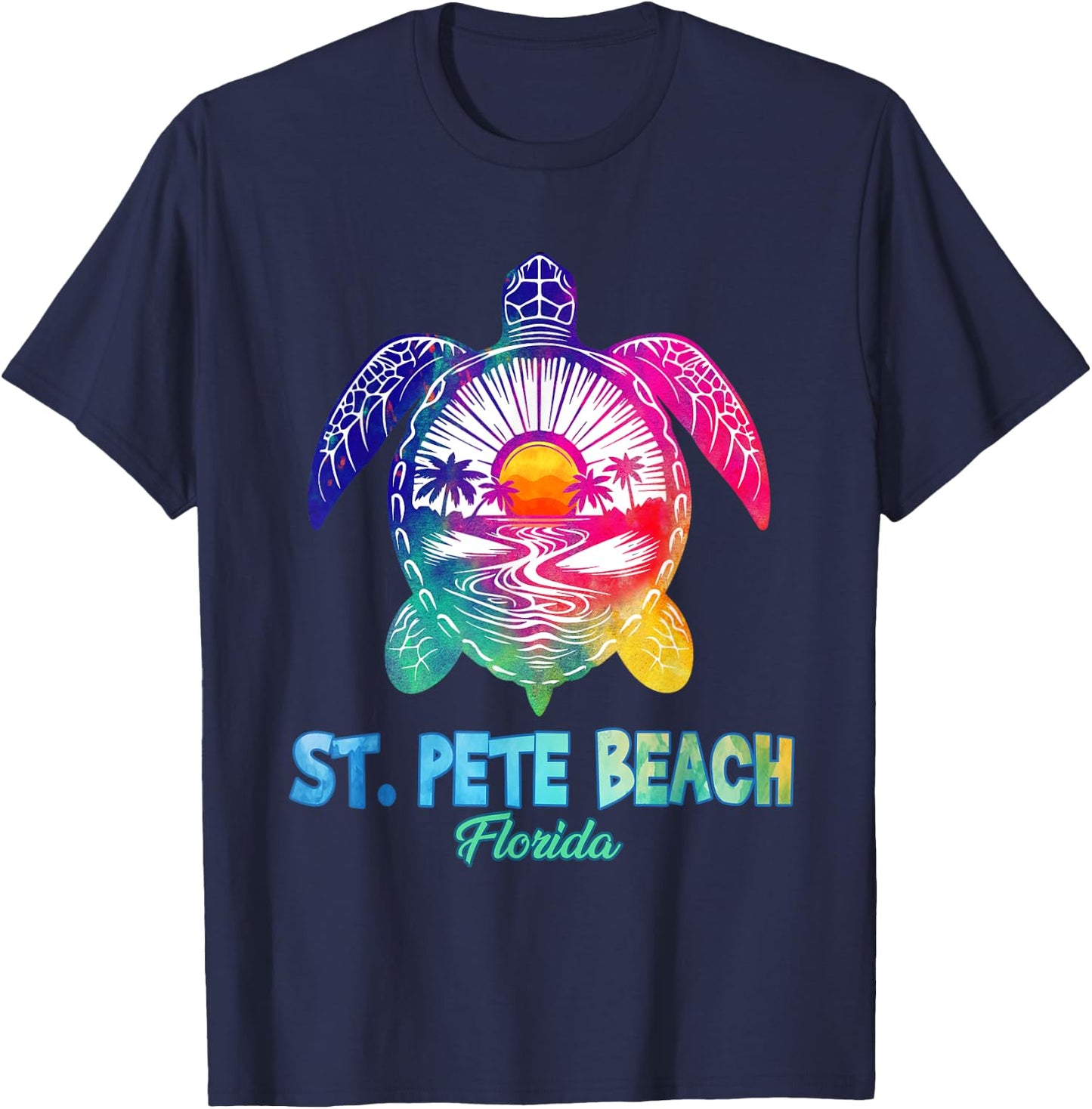 St. Pete Beach Tie Dye Sea Turtle Florida Vacation T-Shirt - T-Shirt | Navy