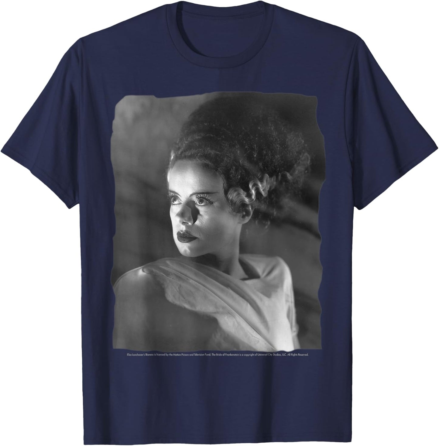 Universal Monsters Bride Of Frankenstein Classic Portrait T-Shirt - T-Shirt | Navy