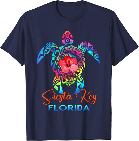 Siesta Key Florida 2026 Sea Turtle Beach Summer Vacation T-Shirt - T-Shirt | Navy