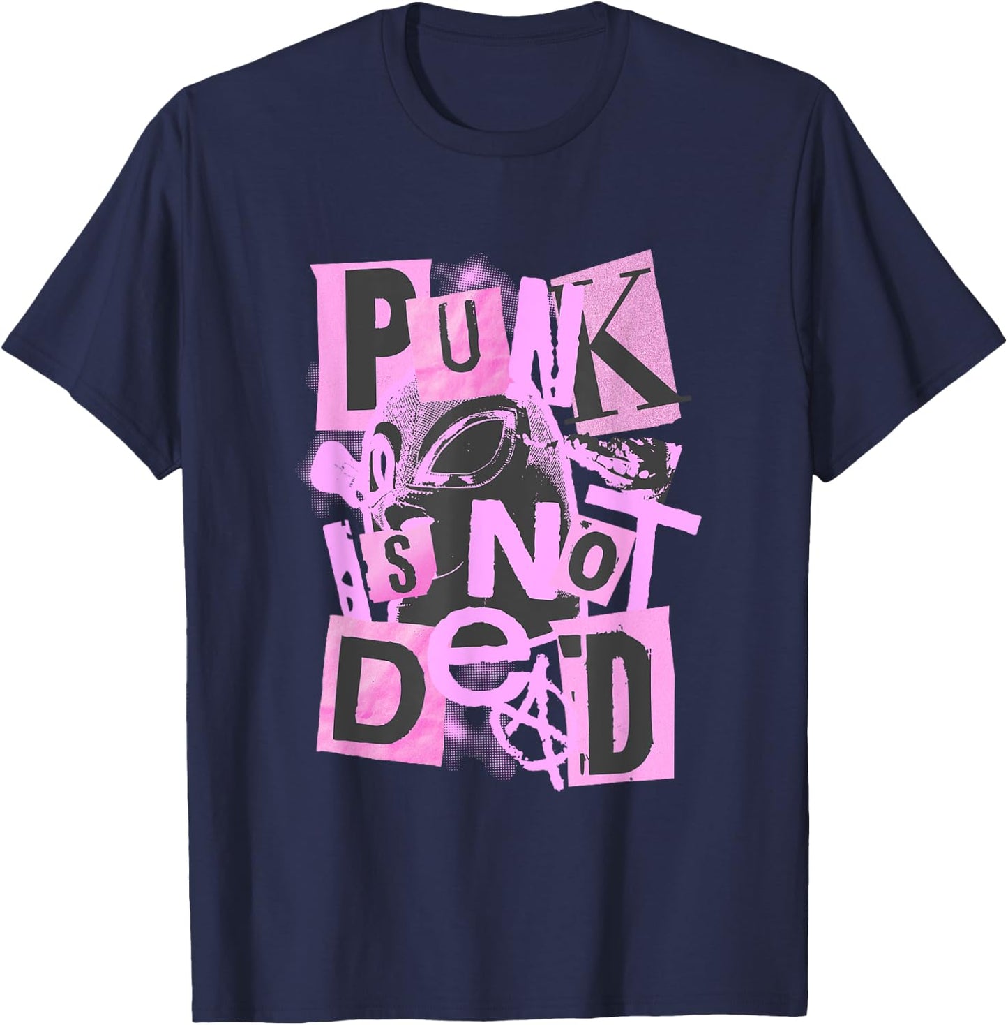 Punk is Not Dead Collage Style Anarchist Rebellion Design T-Shirt - T-Shirt | Navy