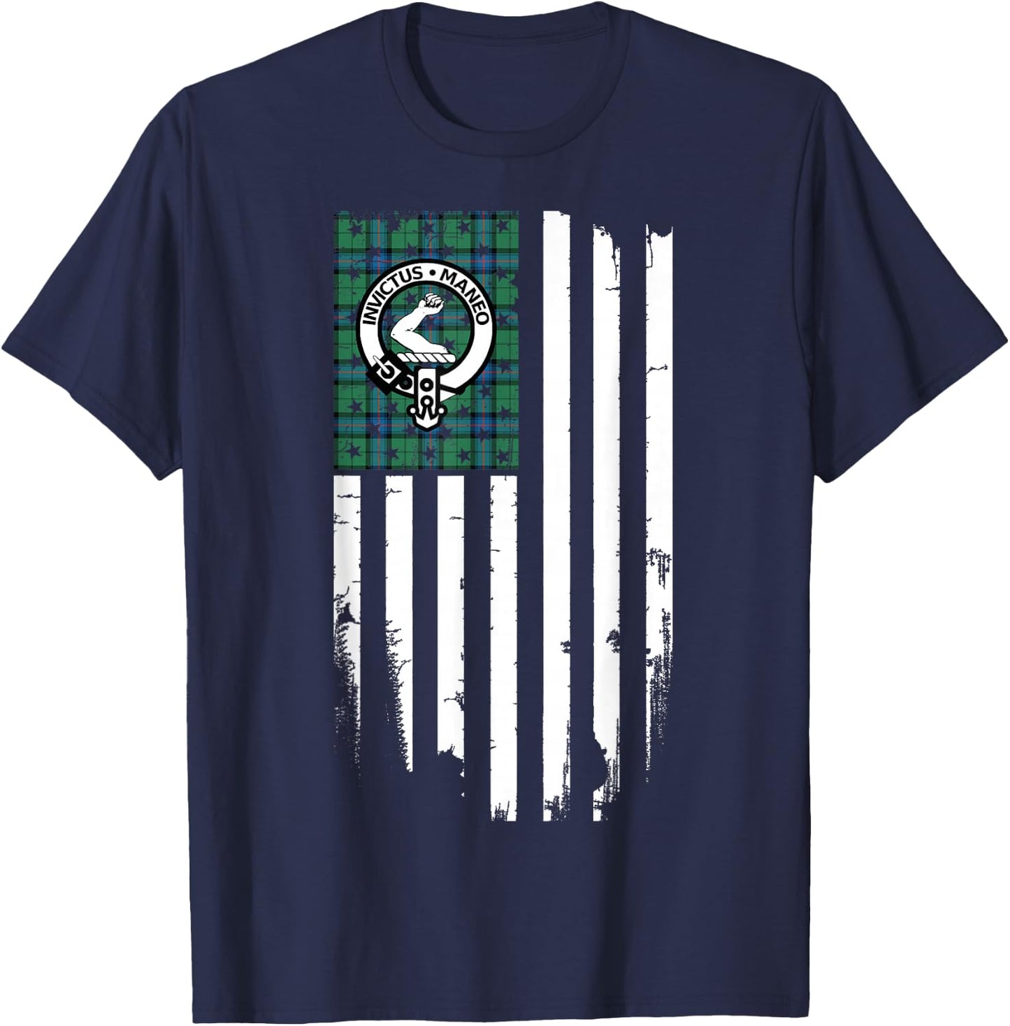 Scottish American Armstrong Clan & Stripes Flag T-Shirt - T-Shirt | Navy