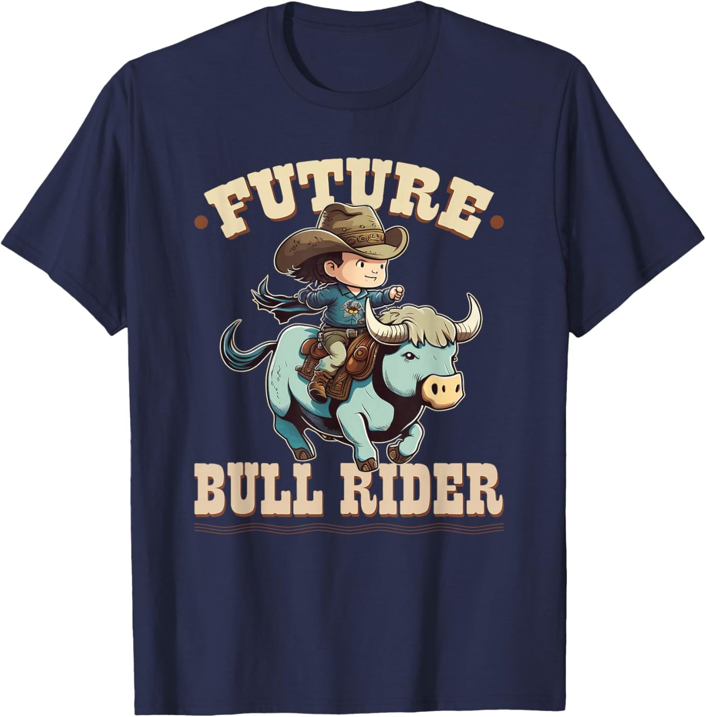 Future Bull Rider, Bull Riding Cowboy Rodeo Boy Kids T-Shirt - T-Shirt | Navy