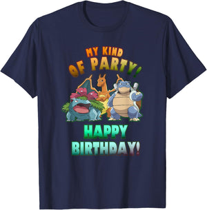 Pokémon Birthday Group My Kind of Party Rainbow Text T-Shirt - T-Shirt | Navy