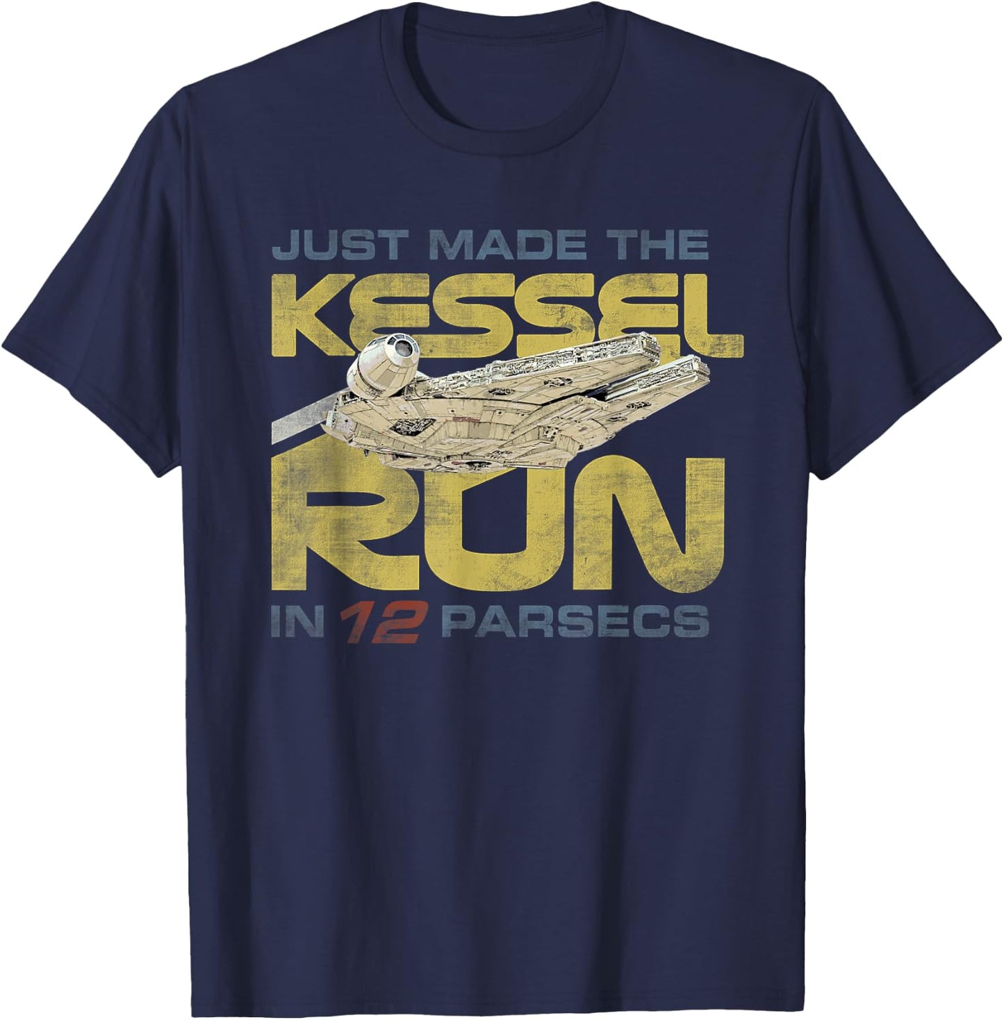 Star Wars Millennium Falcon Kessel Run 12 Parsecs T-Shirt - T-Shirt | Navy