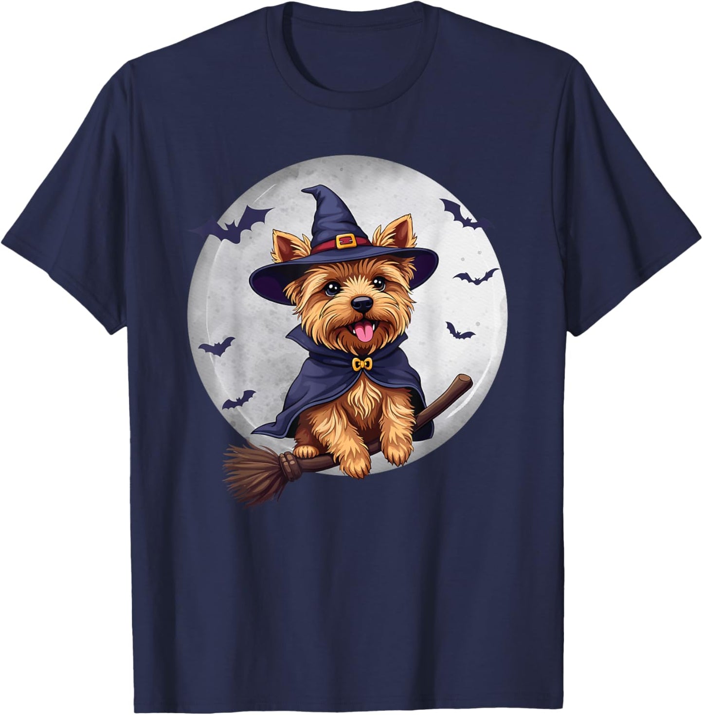 Yorkie Halloween, Yorkie Witch, Halloween Yorkie T-Shirt - T-Shirt | Navy