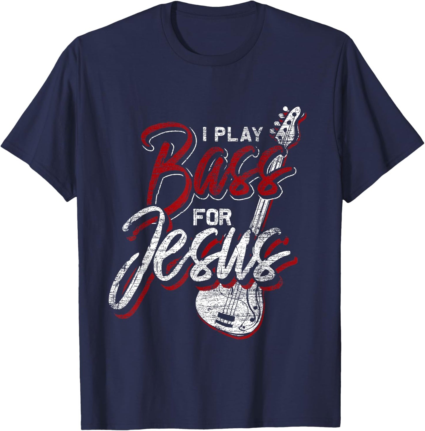 Jesus Bassist Christian Bass Player Bass Guitar T-Shirt - T-Shirt | Navy