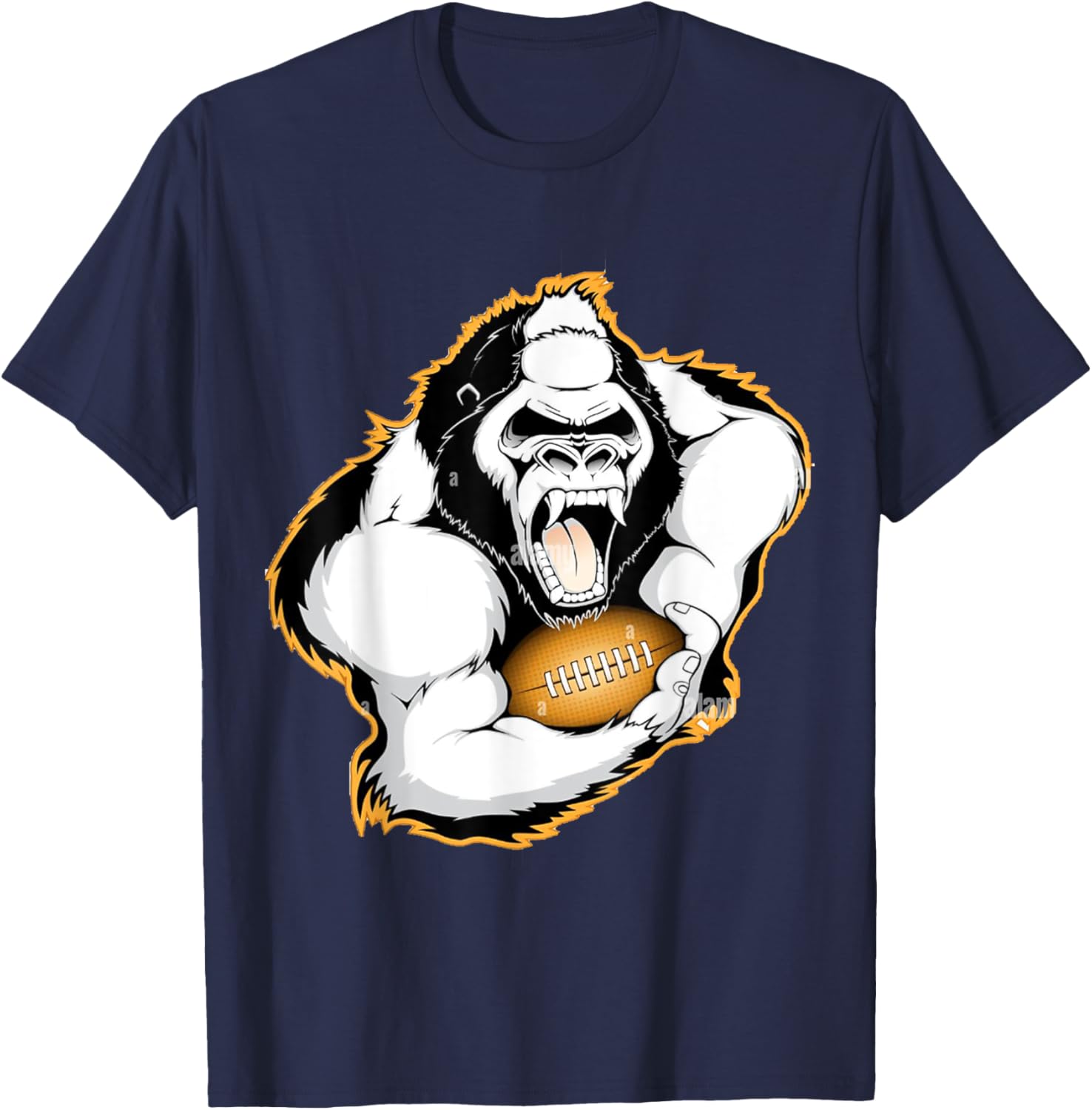 Gorilla Playing Football T-Shirt - T-Shirt | Navy