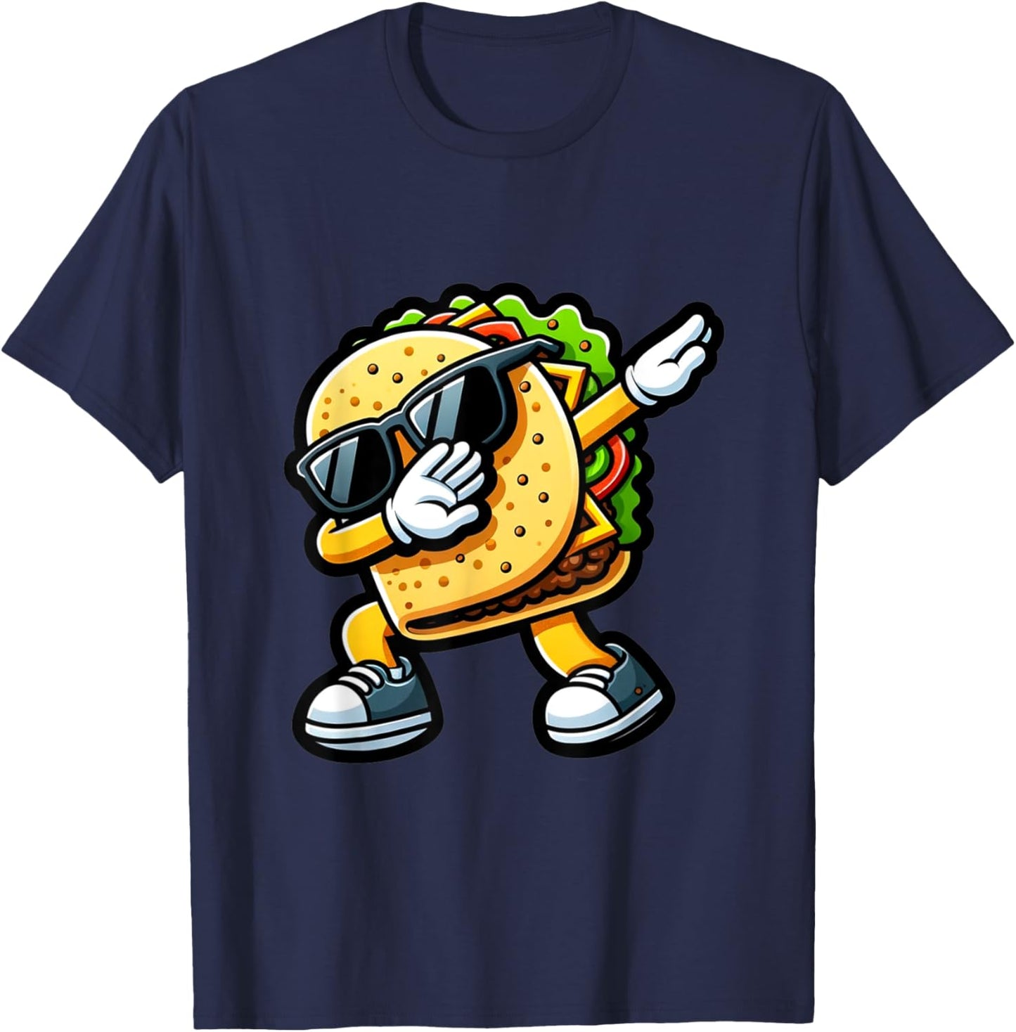 Mexican Food Dabbing Taco T-Shirt - T-Shirt | Navy