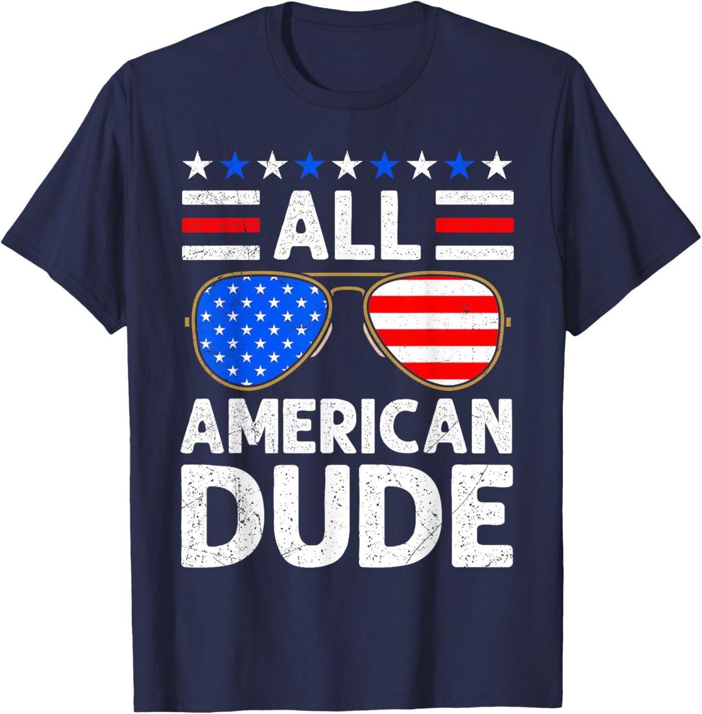 All American Boy Independence Day USA Party Dude Patriots T-Shirt - T-Shirt | Navy