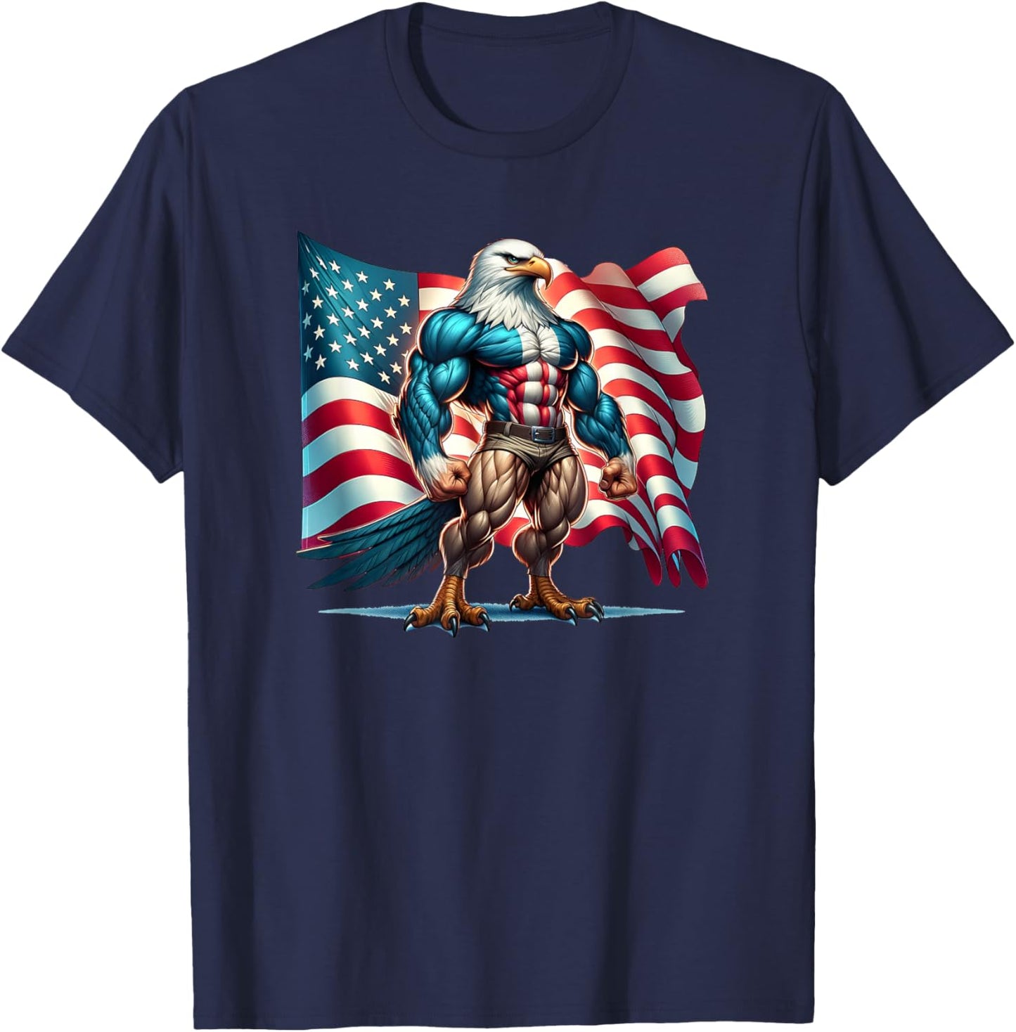 USA American Flag Bald Eagle Freedom Patriotic 4th of July T-Shirt - T-Shirt | Navy