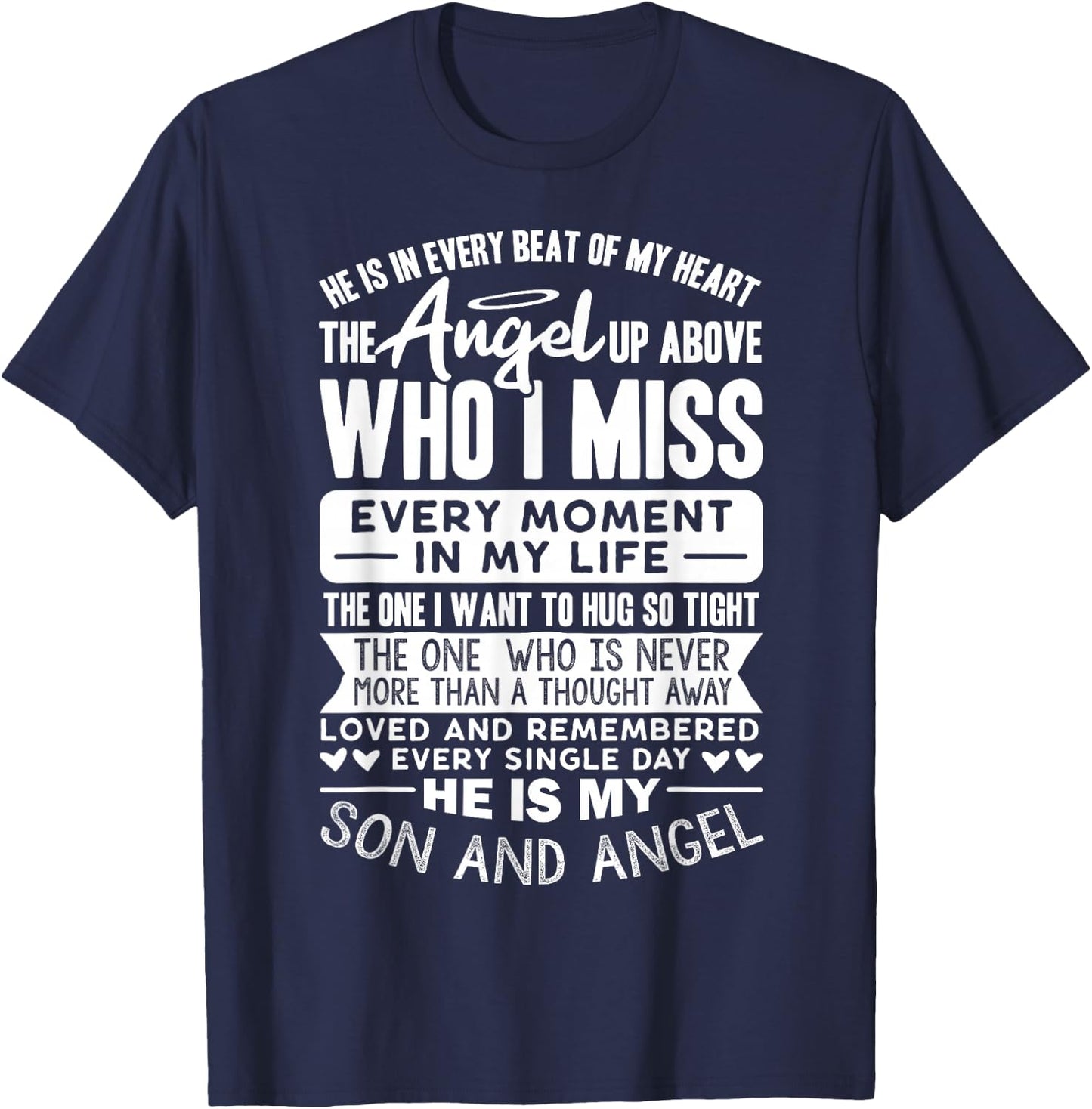 My Son Is My Guardian Angel in Heaven, Grief to Son T-Shirt - T-Shirt | Navy