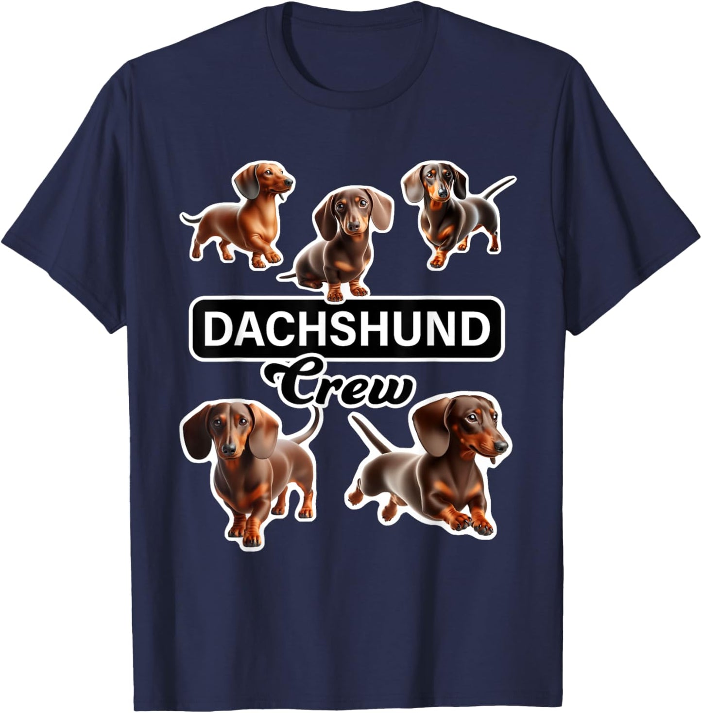 Smooth Dachshund Crew T-Shirt - T-Shirt | Navy