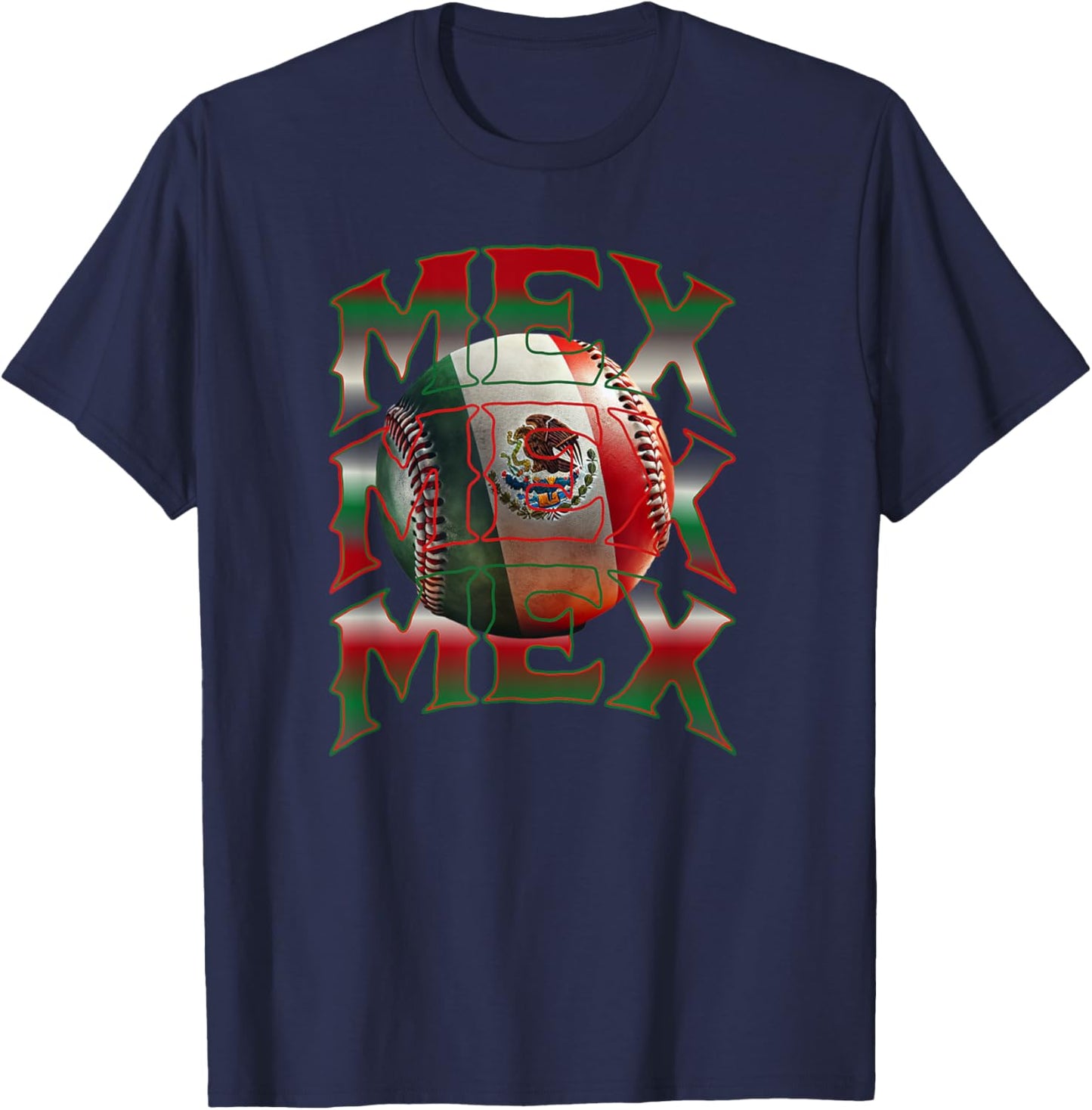 MEX Mexico Baseball Player Mexican Flag Béisbol Liga Team Mx T-Shirt - T-Shirt | Navy