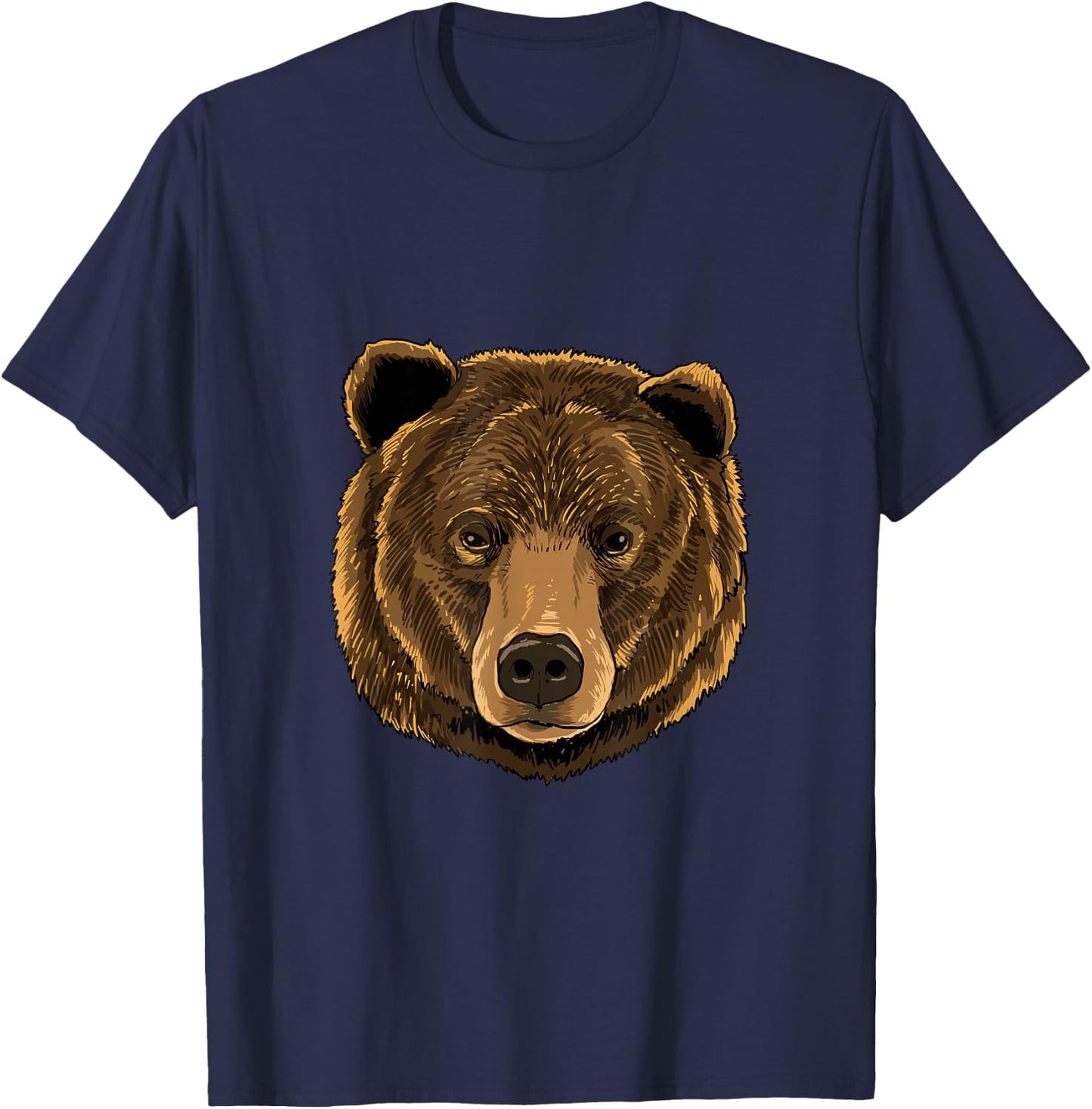 Bear Shirt Grizzly Bear Face Zoo Wild Animal Bear Lovers T-Shirt - T-Shirt | Navy