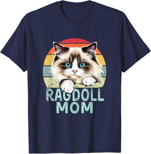 Ragdoll Cat Mom Retro Vintage Funny I Love My Ragdoll Cat T-Shirt - T-Shirt | Navy