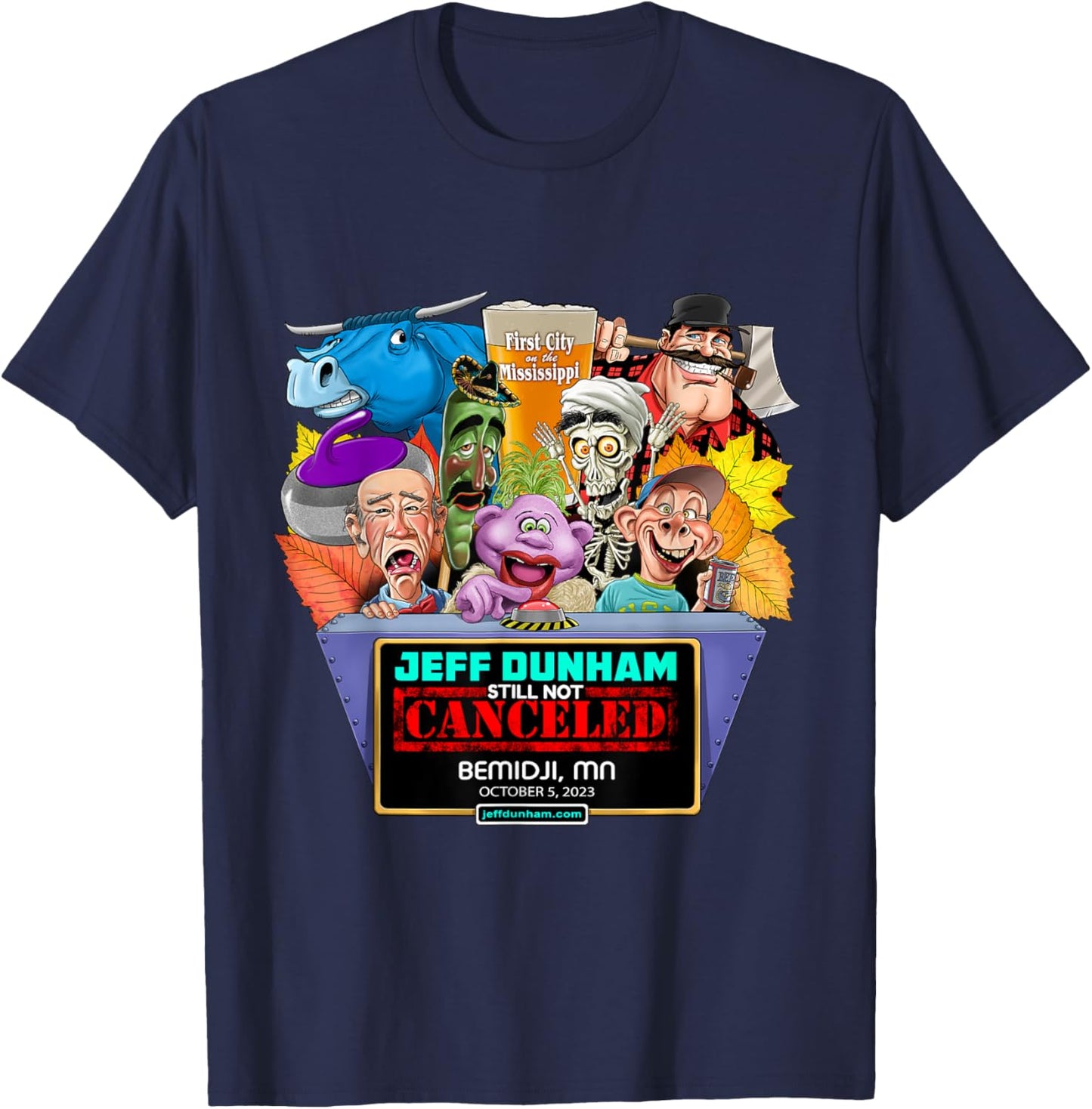 Jeff Dunham Bemidji, MN (2023) T-Shirt - T-Shirt | Navy