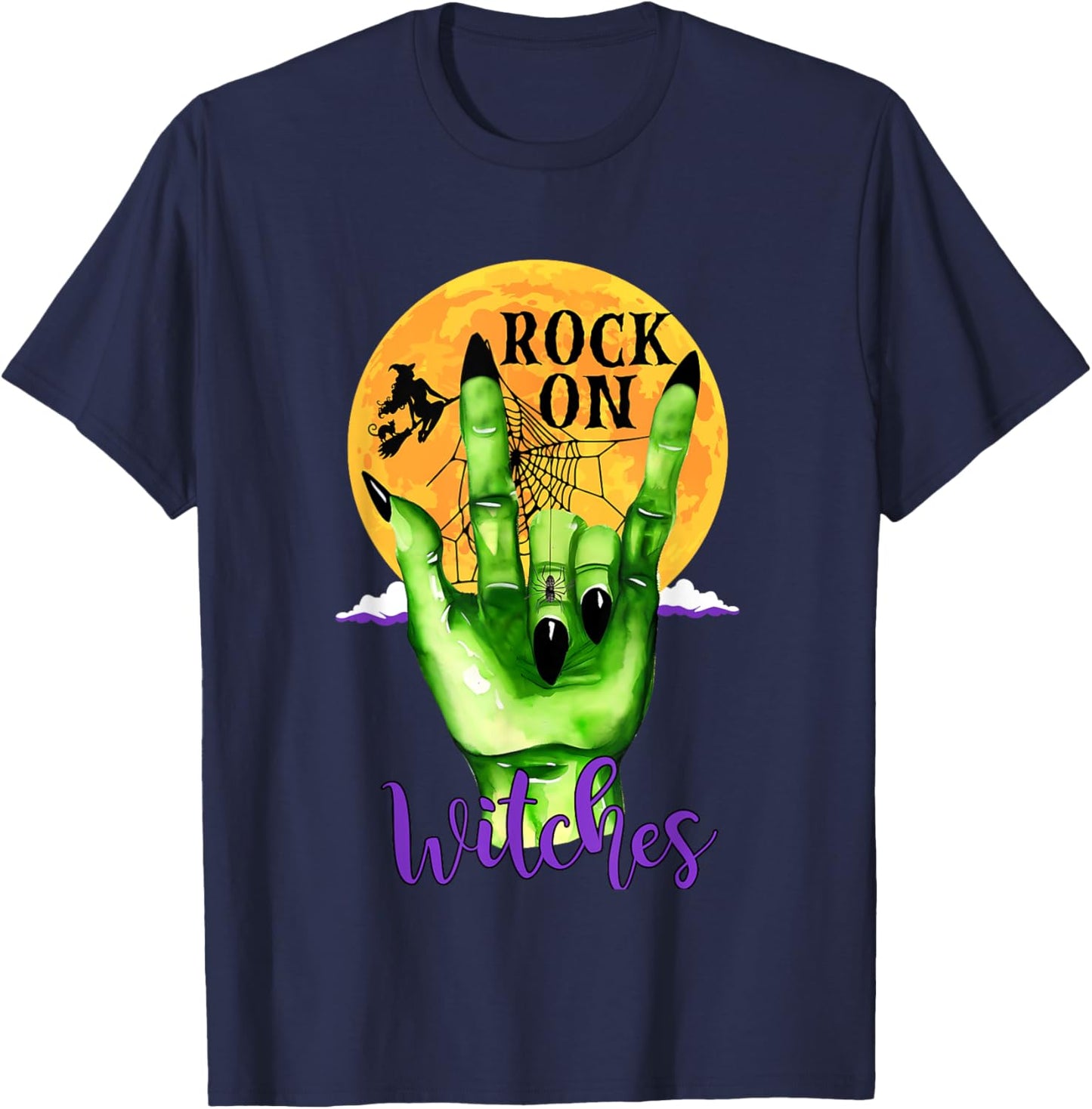 Rock On Witches - Funny Women's Witch Halloween Costume T-Shirt - T-Shirt | Navy