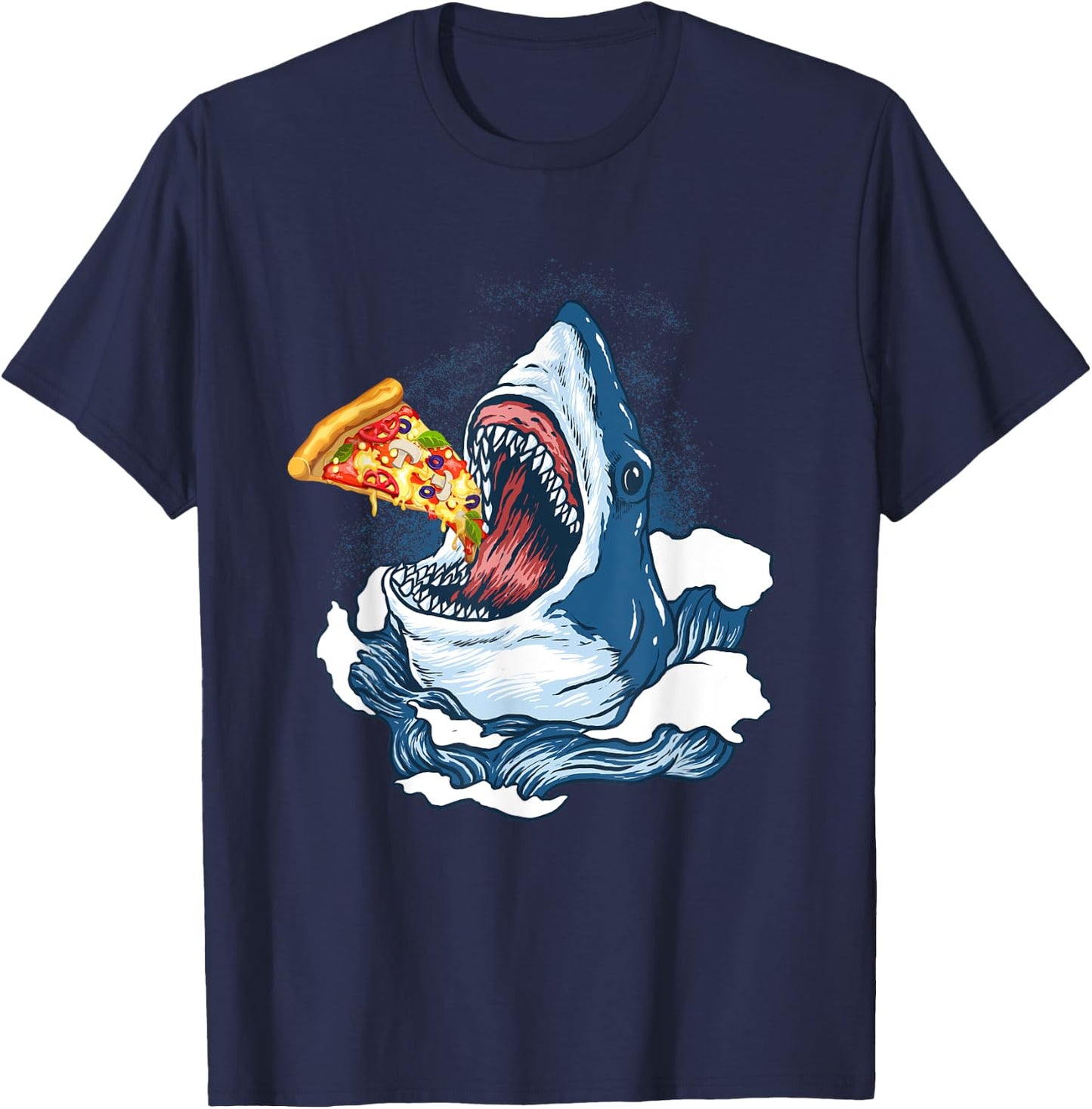 Shark Eating Pizza Shark Merchandise Jaws T-Shirt - T-Shirt | Navy