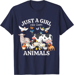 Just a Girl Who Loves Animals for Girls Who Love Animals T-Shirt - T-Shirt | Navy