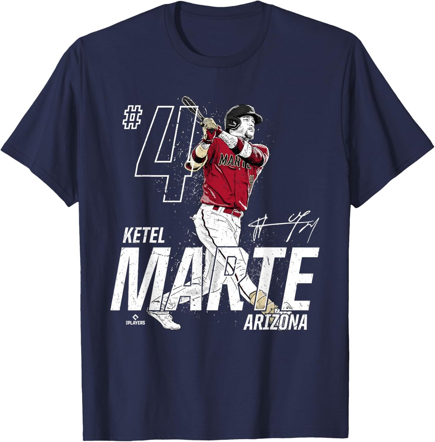Dynamic Pose Ketel Marte Arizona Baseball MLBPA T-Shirt - T-Shirt | Navy