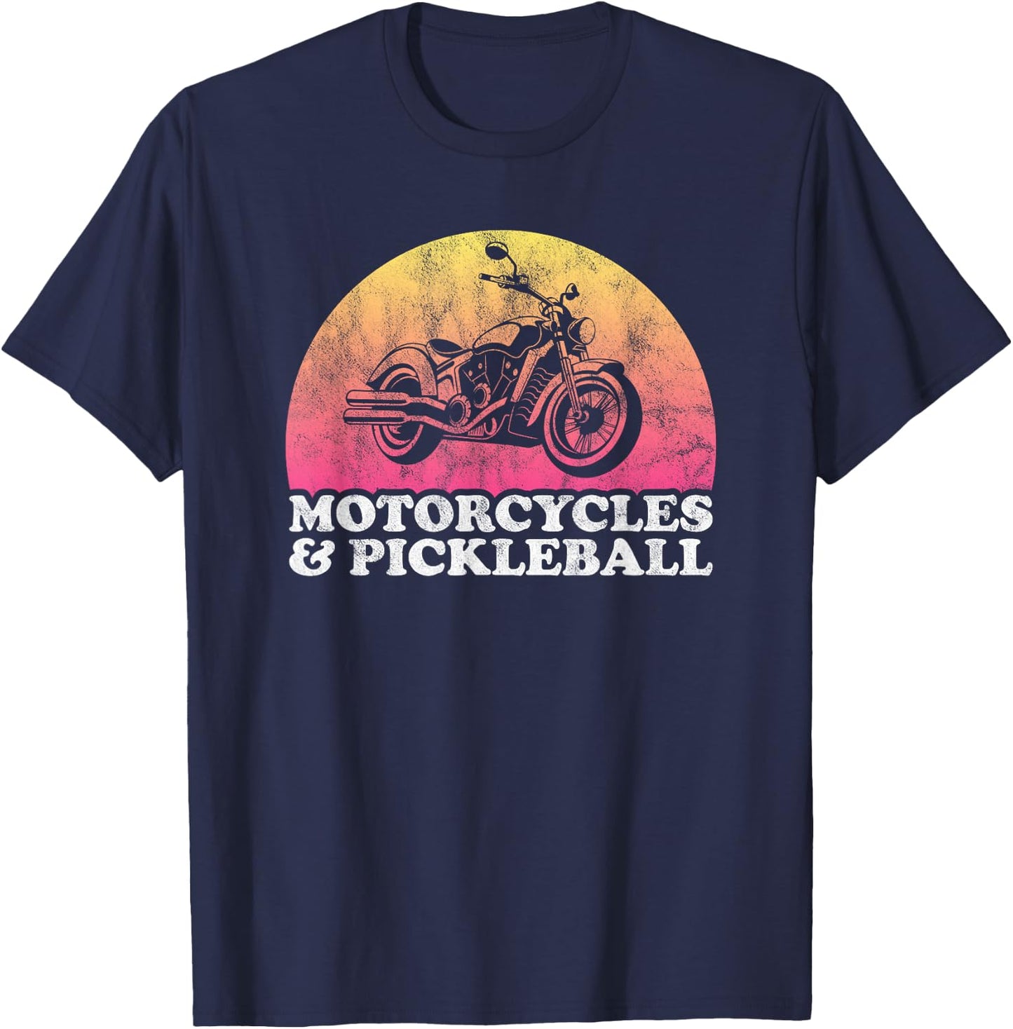 Motorcycle and Pickleball Motorcycles T-Shirt - T-Shirt | Navy
