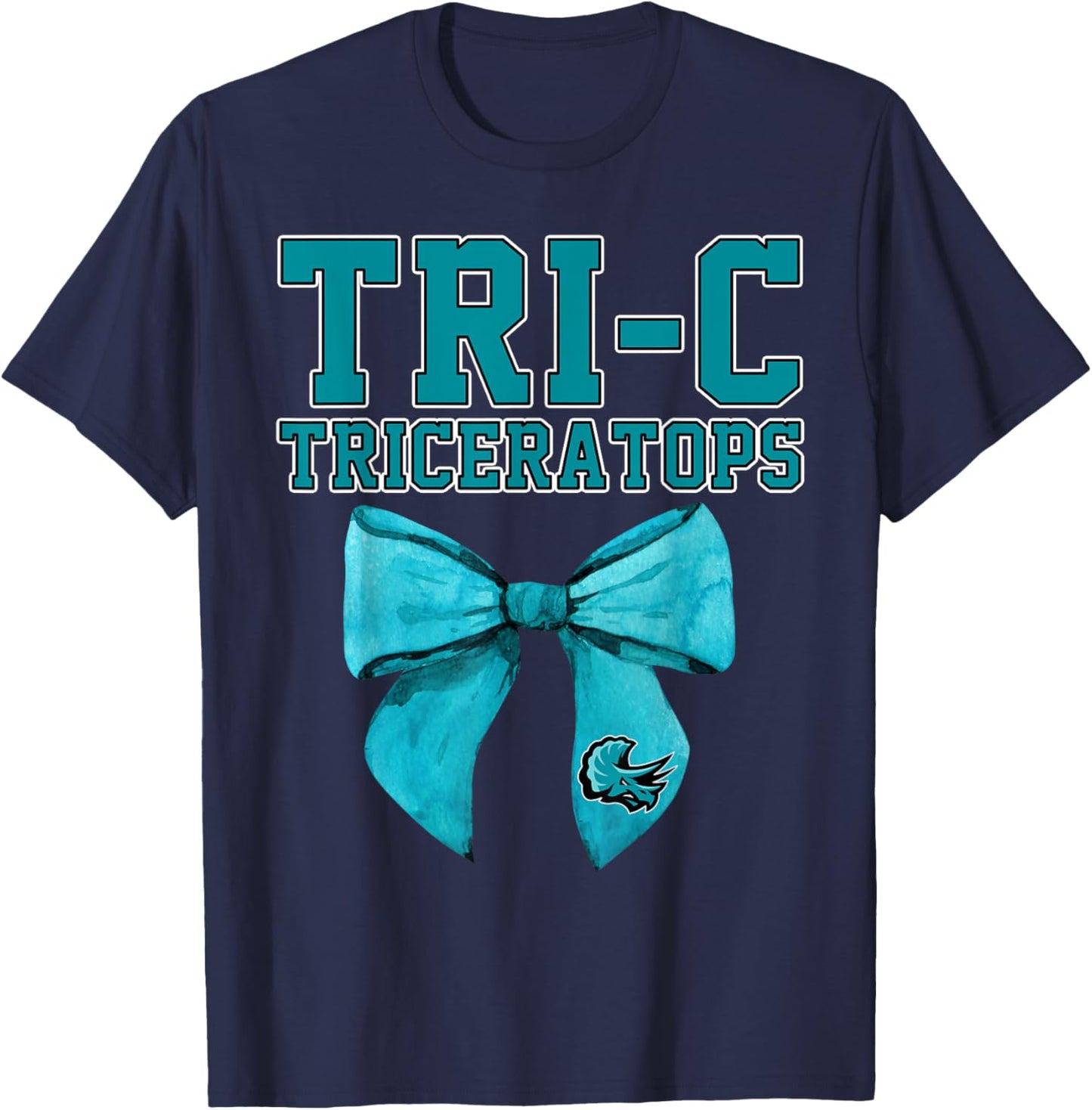 Tri-C TriceratopsCuyahoga Community College Bow Vintage T-Shirt - T-Shirt | Navy