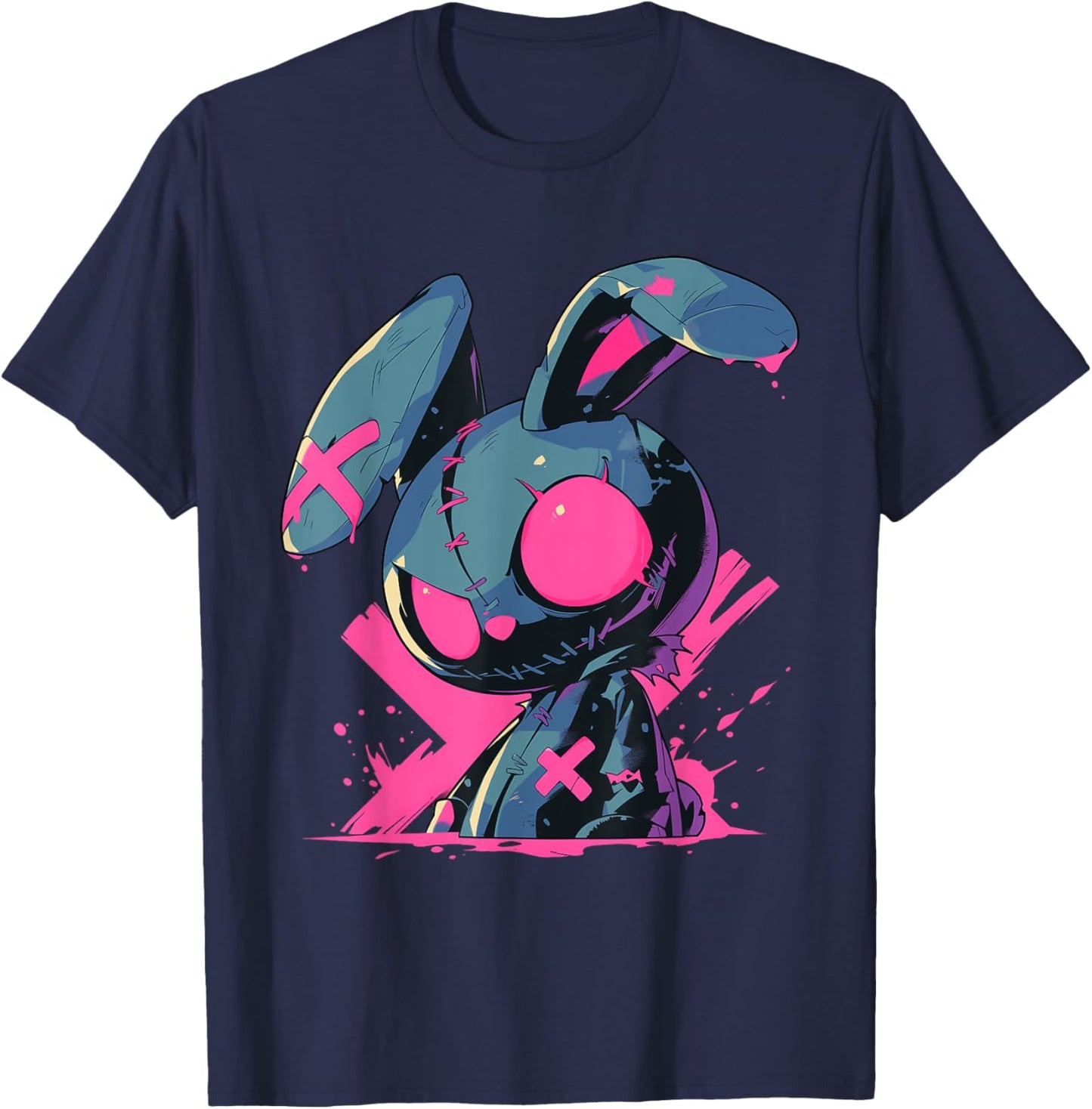 Goth Bunny Doll Cute E-Girl Gothic Outfit Grunge T-Shirt - T-Shirt | Navy