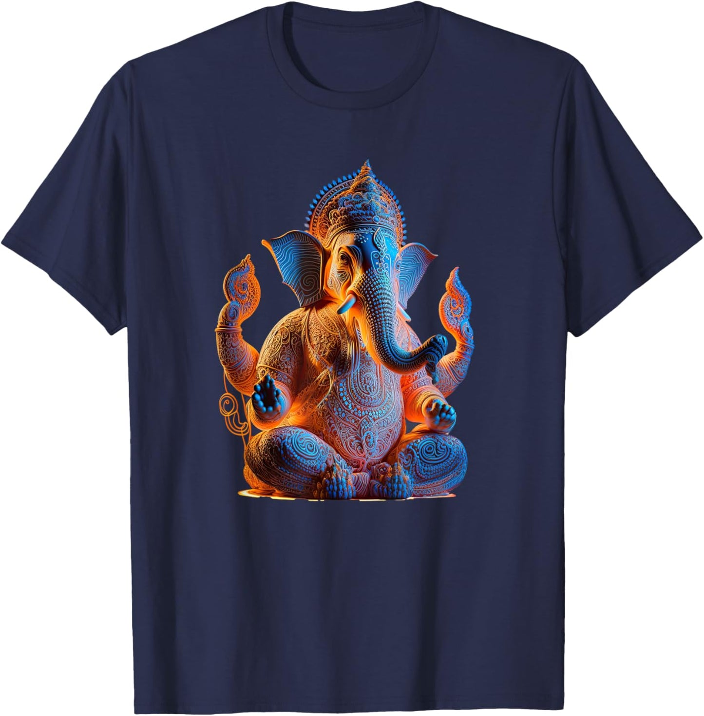 Ganesh Elephant Hindu God Yoga Spiritual Ganesha Meditation T-Shirt - T-Shirt | Navy