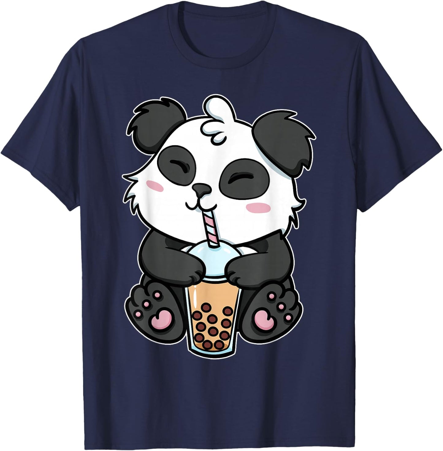 Boba Tapioca Pearls Bubble Milk Tea Drink Panda Lover T-Shirt - T-Shirt | Navy
