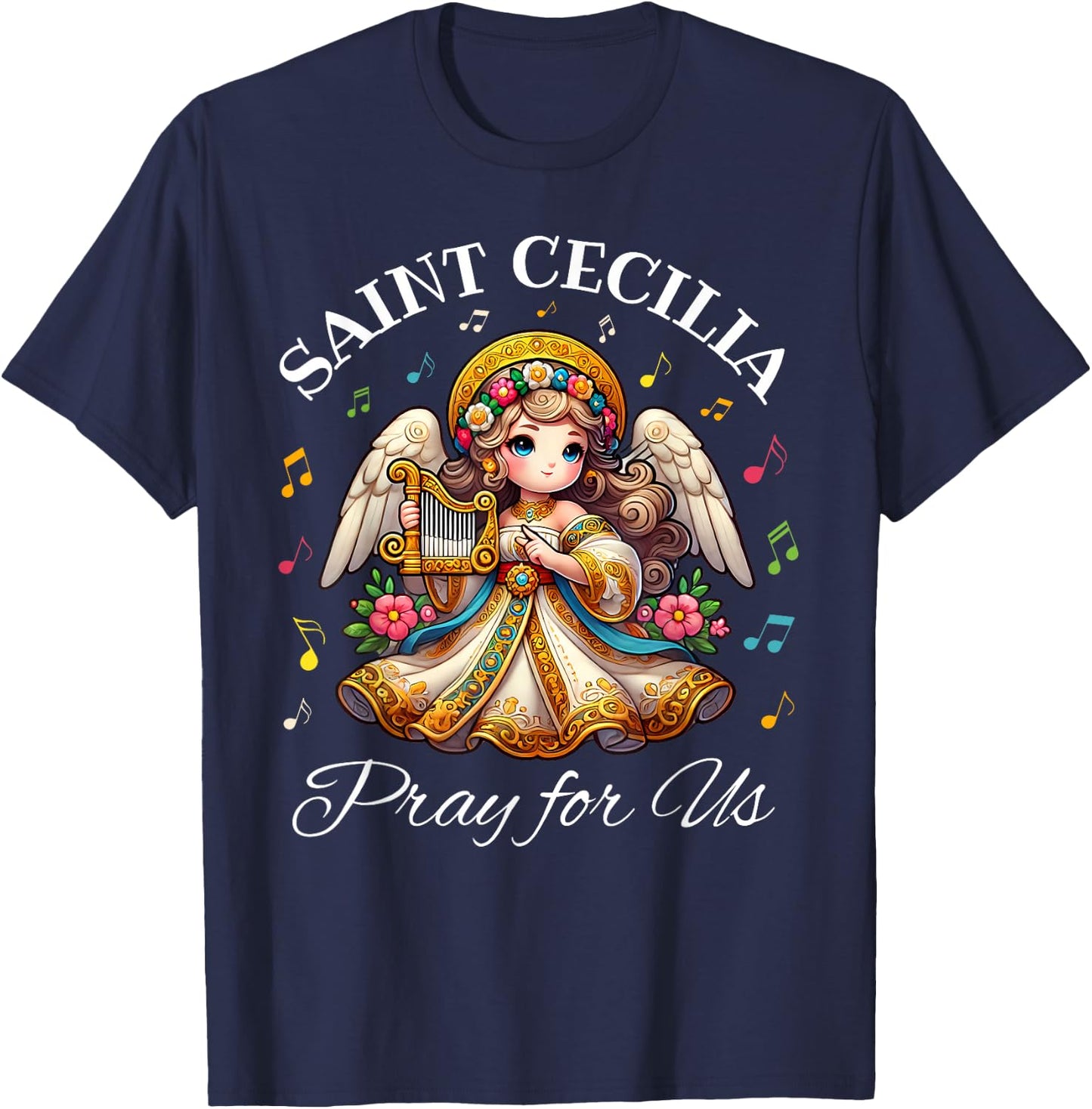Saint Cecilia Catholic Patroness of Music and Musicians Kids T-Shirt - T-Shirt | Navy