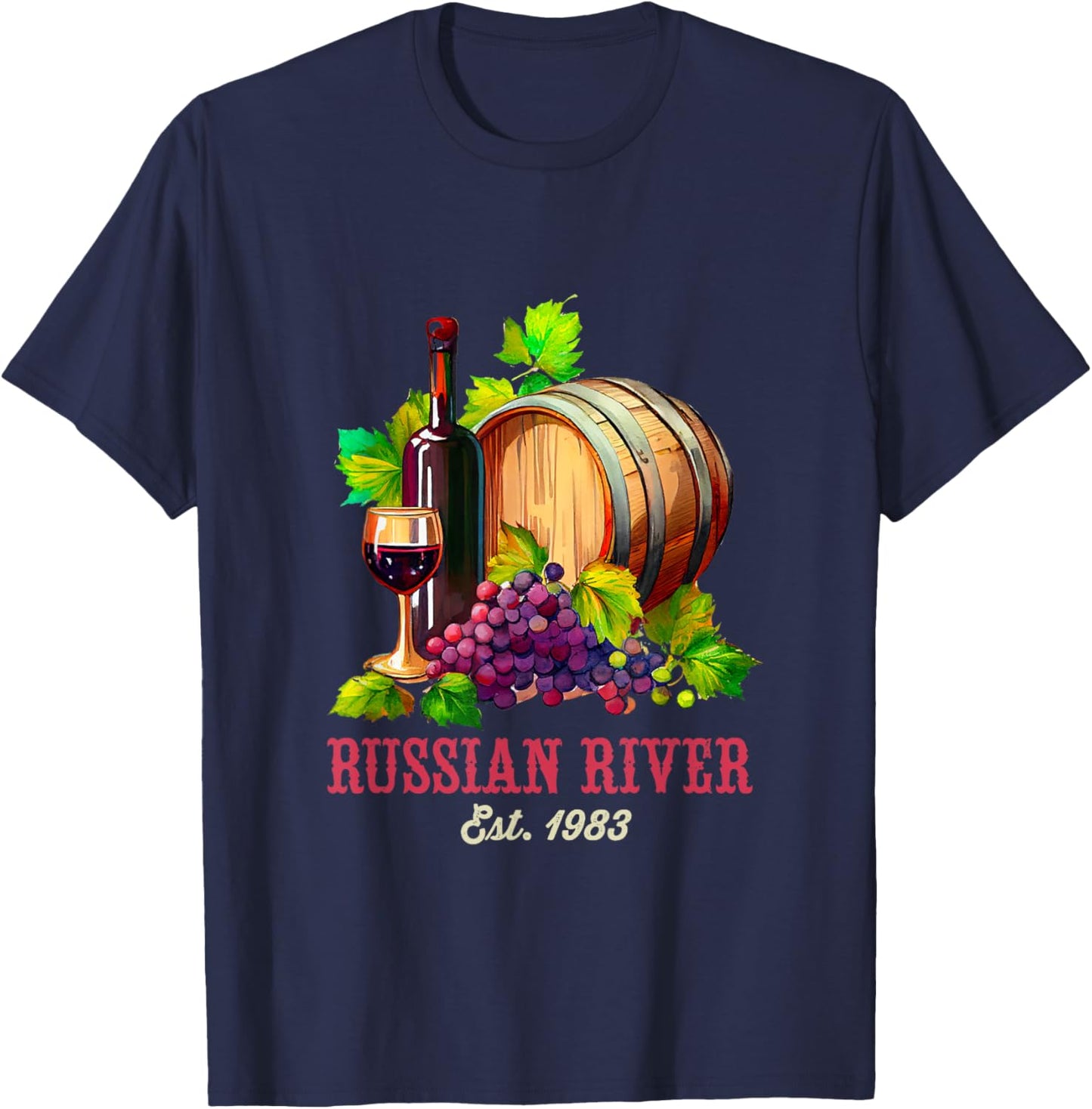 Russian River Sonoma California Vineyard Vintage Wine Region T-Shirt - T-Shirt | Navy