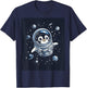 Cute Penguin in Space Floating Among Stars Apparel T-Shirt - T-Shirt | Navy