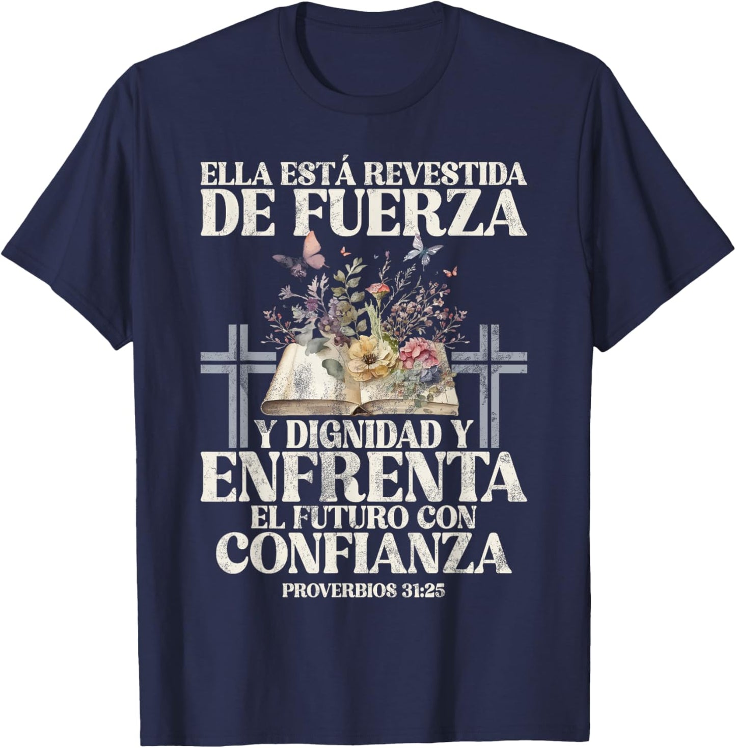 Christian Spanish Español Cristianos Religious Jesus God T-Shirt - T-Shirt | Navy