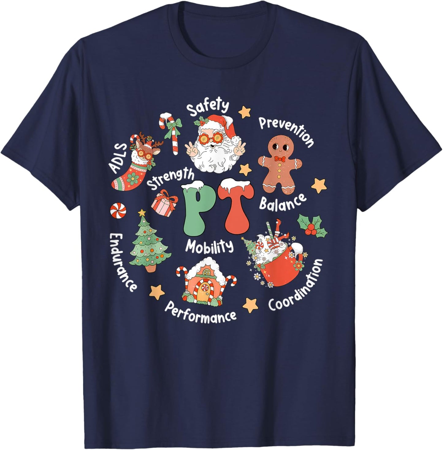 PT Physical Therapy Santa Squad Christmas Physical Therapist T-Shirt - T-Shirt | Navy