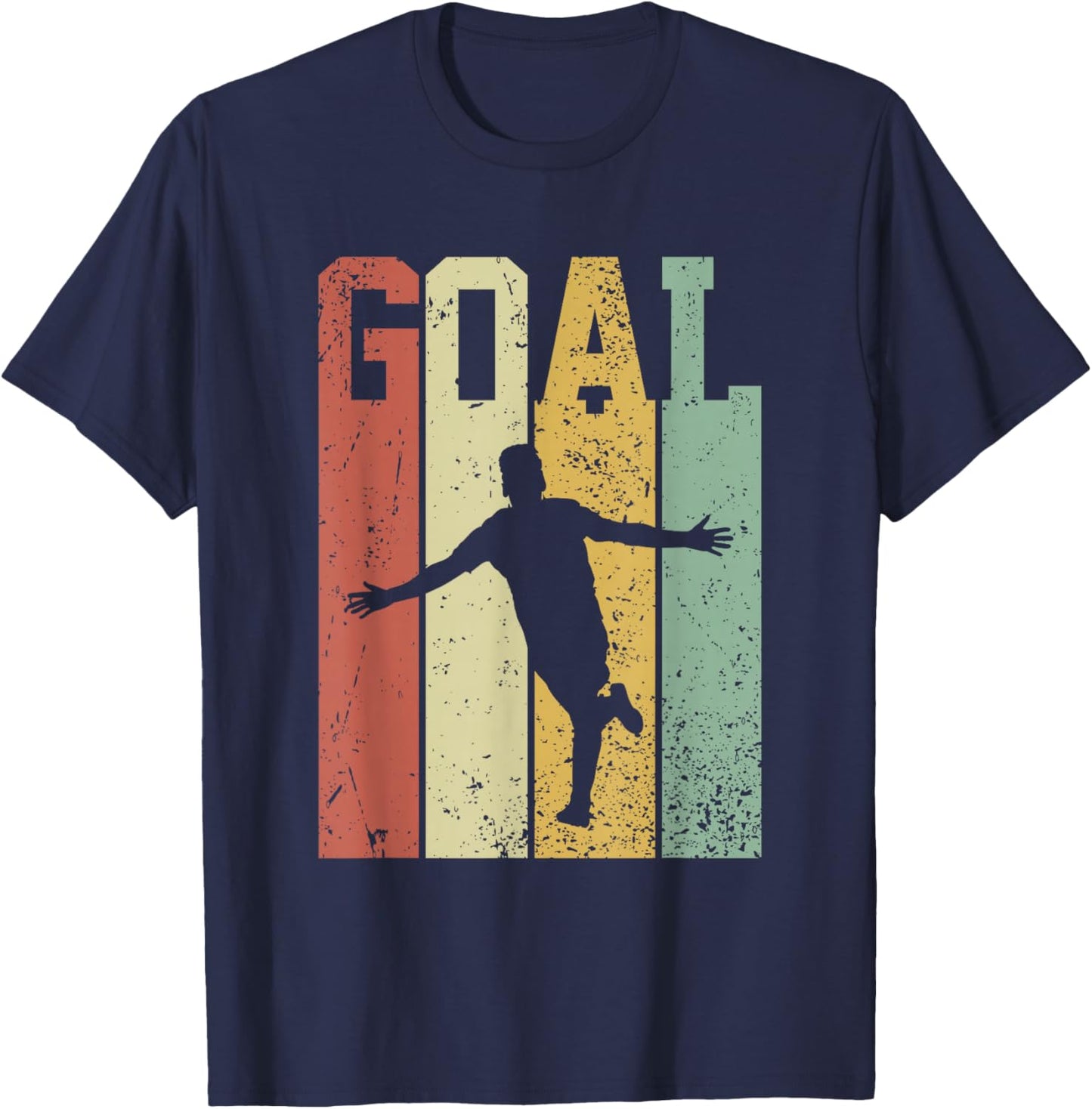 Vintage Retro Classic Soccer Player Goal Celebration T-Shirt - T-Shirt | Navy