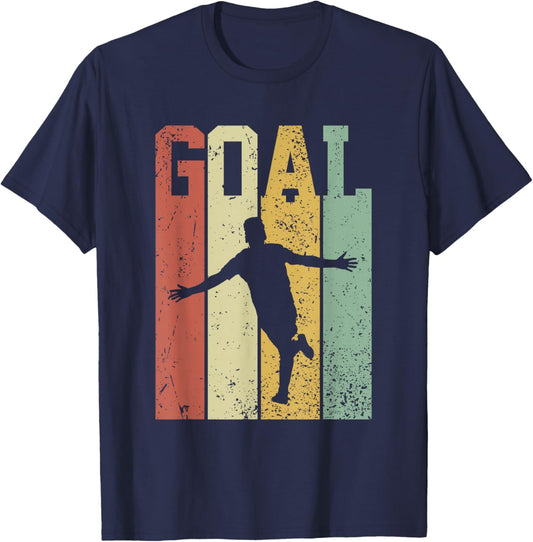 Vintage Retro Classic Soccer Player Goal Celebration T-Shirt - T-Shirt | Navy