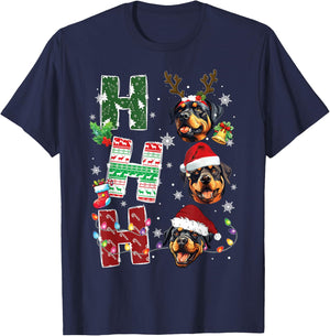Ho Ho Ho Rottweiler Christmas Dogs Costume Pajamas T-Shirt - T-Shirt | Navy