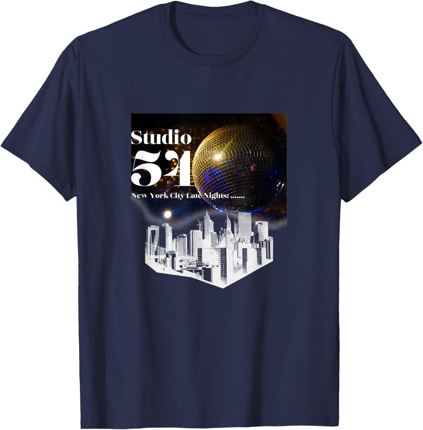 Disco Freaks Store Studio 54 Disco - -Adults, Kids - Black - Small - Short Sleeve T-Shirt - T-Shirt | Navy