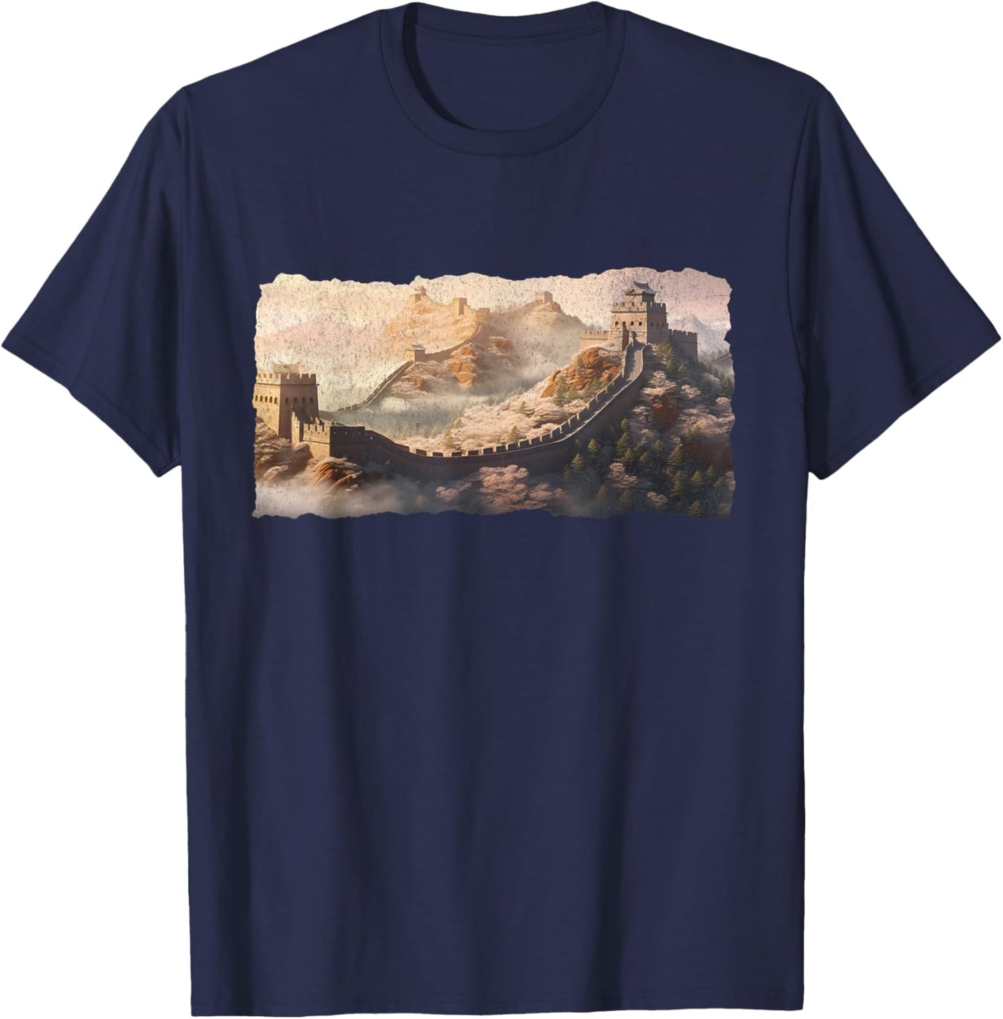 Great Wall of China Sincerely Mountain Landscape Hiking T-Shirt - T-Shirt | Navy