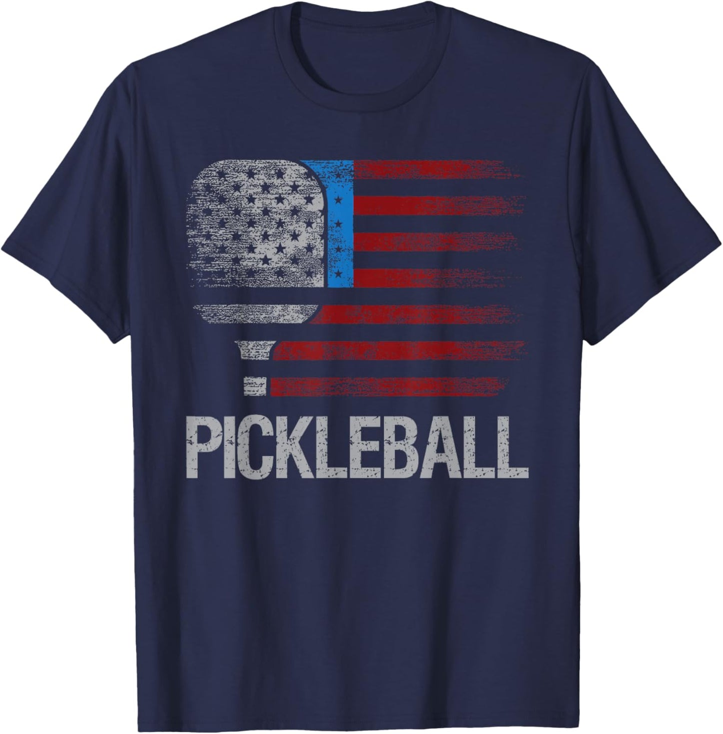 US Flag Pickleball Player Paddleball Lover T-Shirt - T-Shirt | Navy