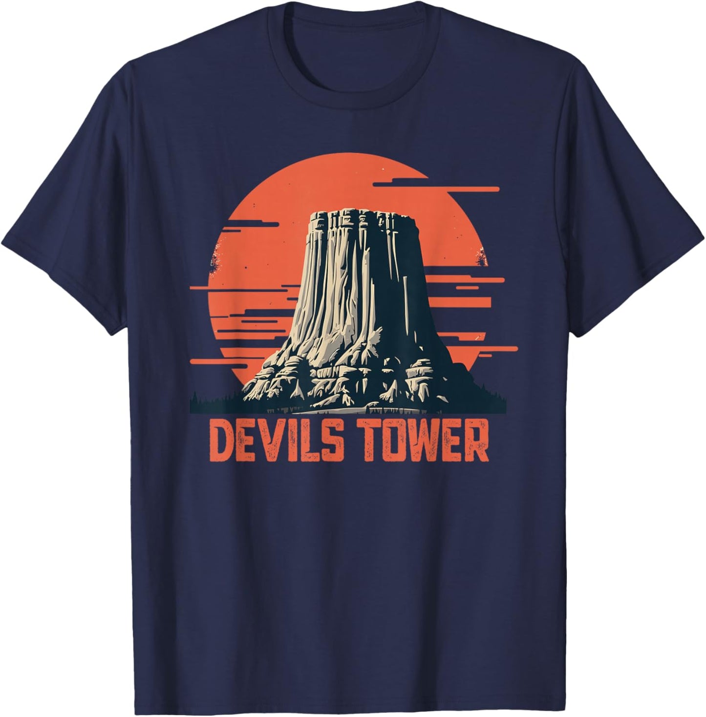Devils Tower Wyoming, Devils Tower Tour, Devils Tower T-Shirt - T-Shirt | Navy