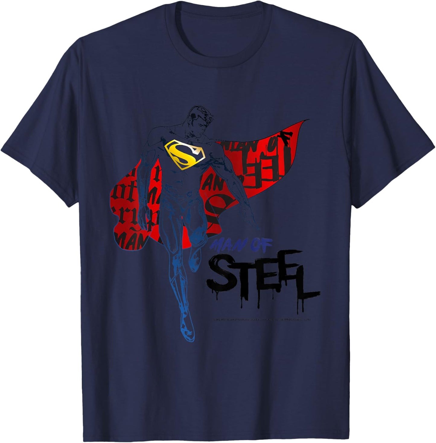 Kids DC Comics Superman Man Of Steel Cape Portrait T-Shirt - T-Shirt | Navy