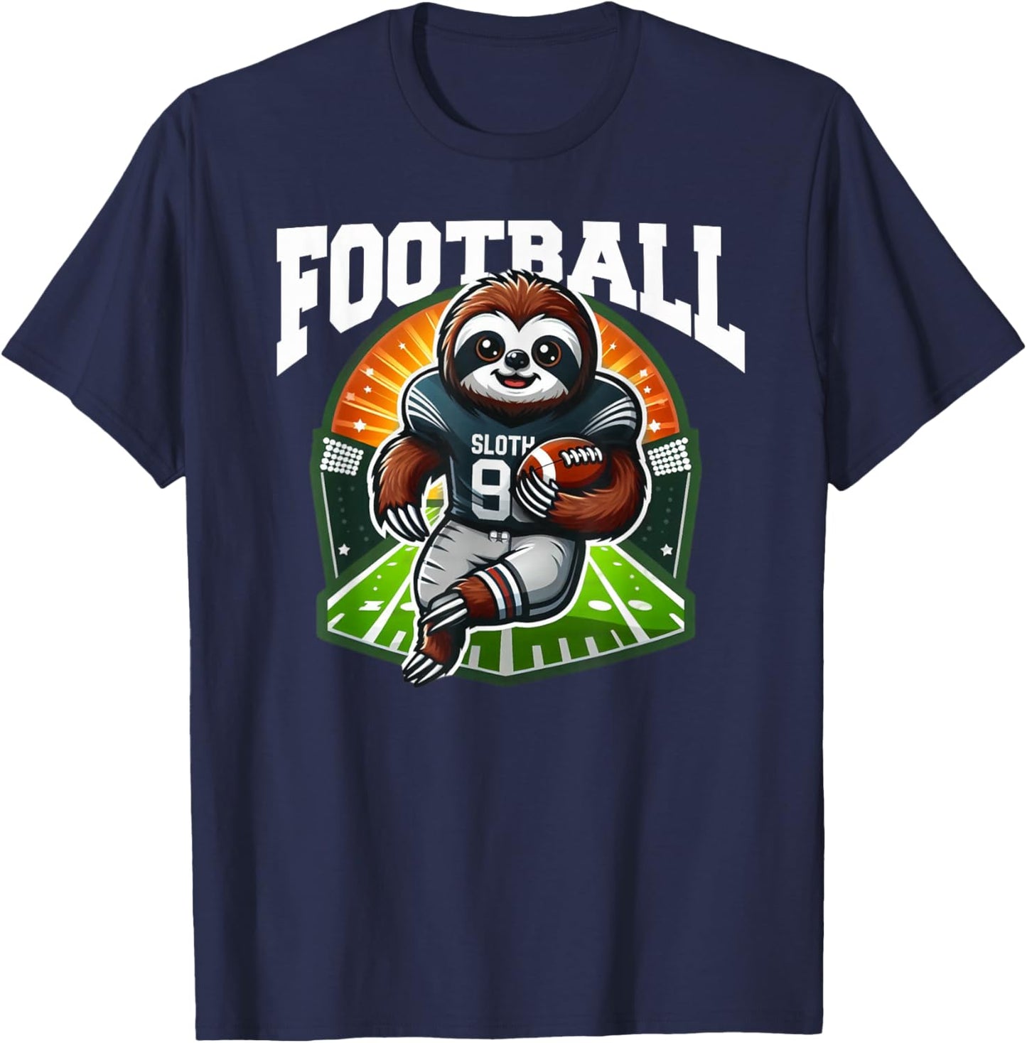 Football Sloth Playing Football Games T-Shirt - T-Shirt | Navy