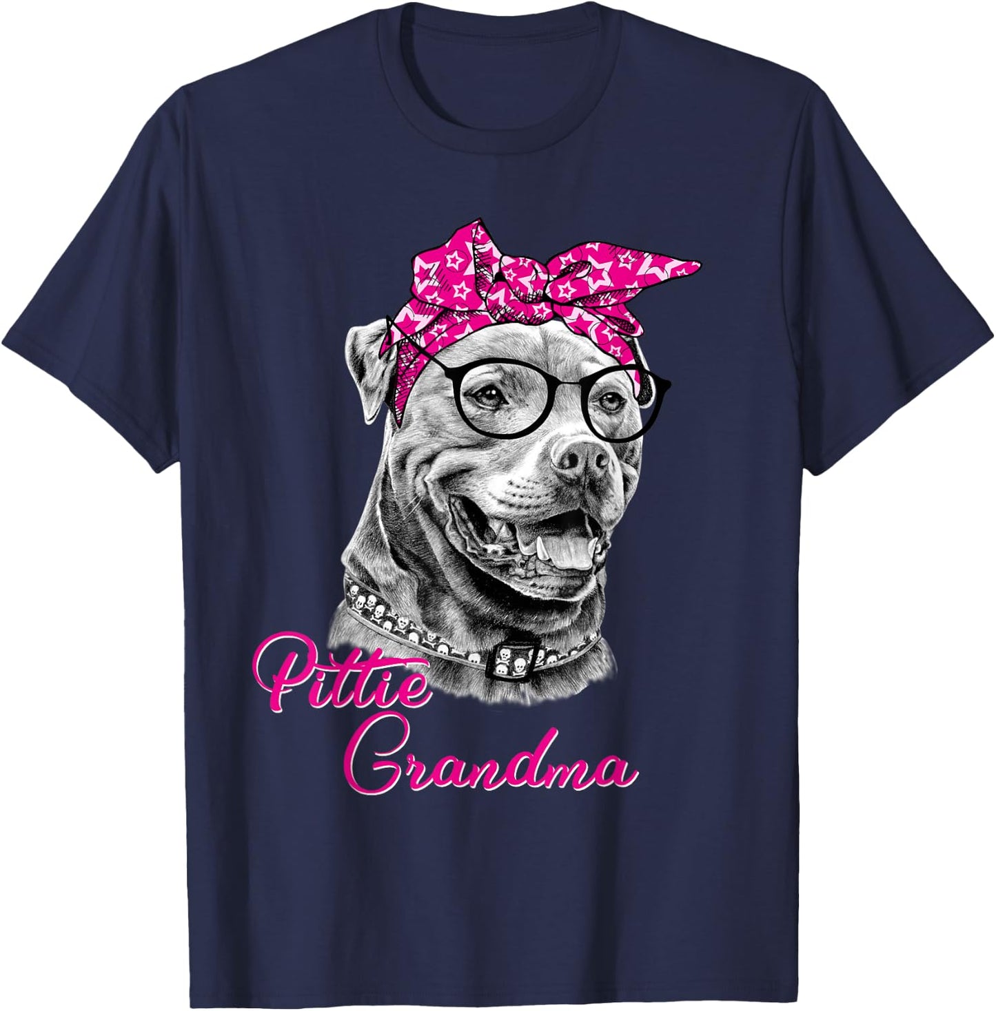 Pittie Grandma Cute Funny American Pitbull Dog Mom T-Shirt - T-Shirt | Navy
