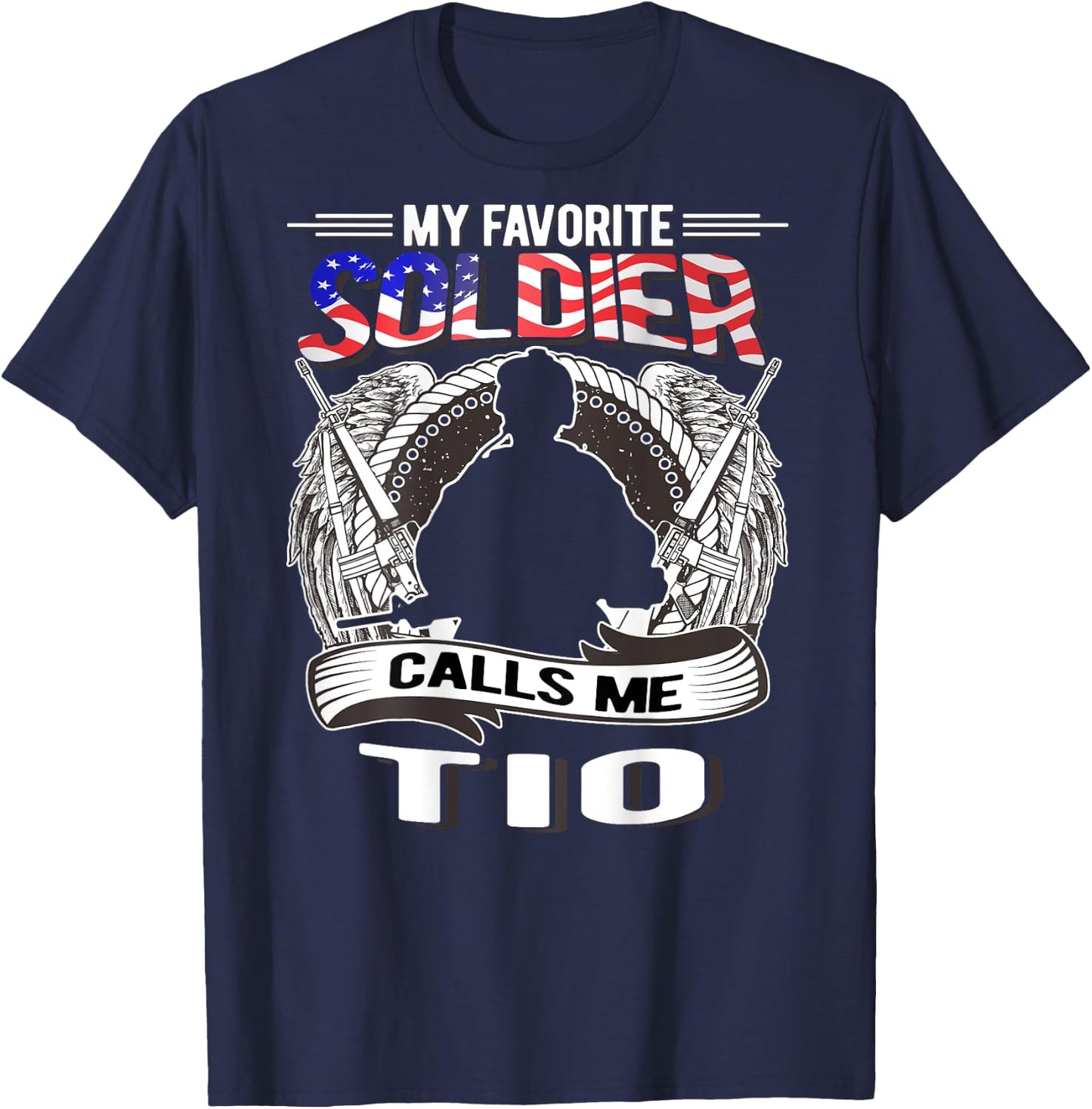 Proud Army Tio - My Favorite Soldier Calls Me Tio Uncle Gift T-Shirt - T-Shirt | Navy