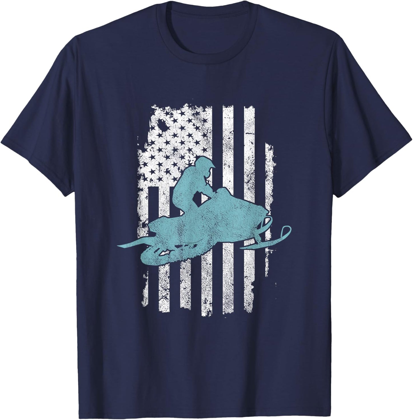 Cool United States Flag USA Snowmobile Biker T-Shirt - T-Shirt | Navy