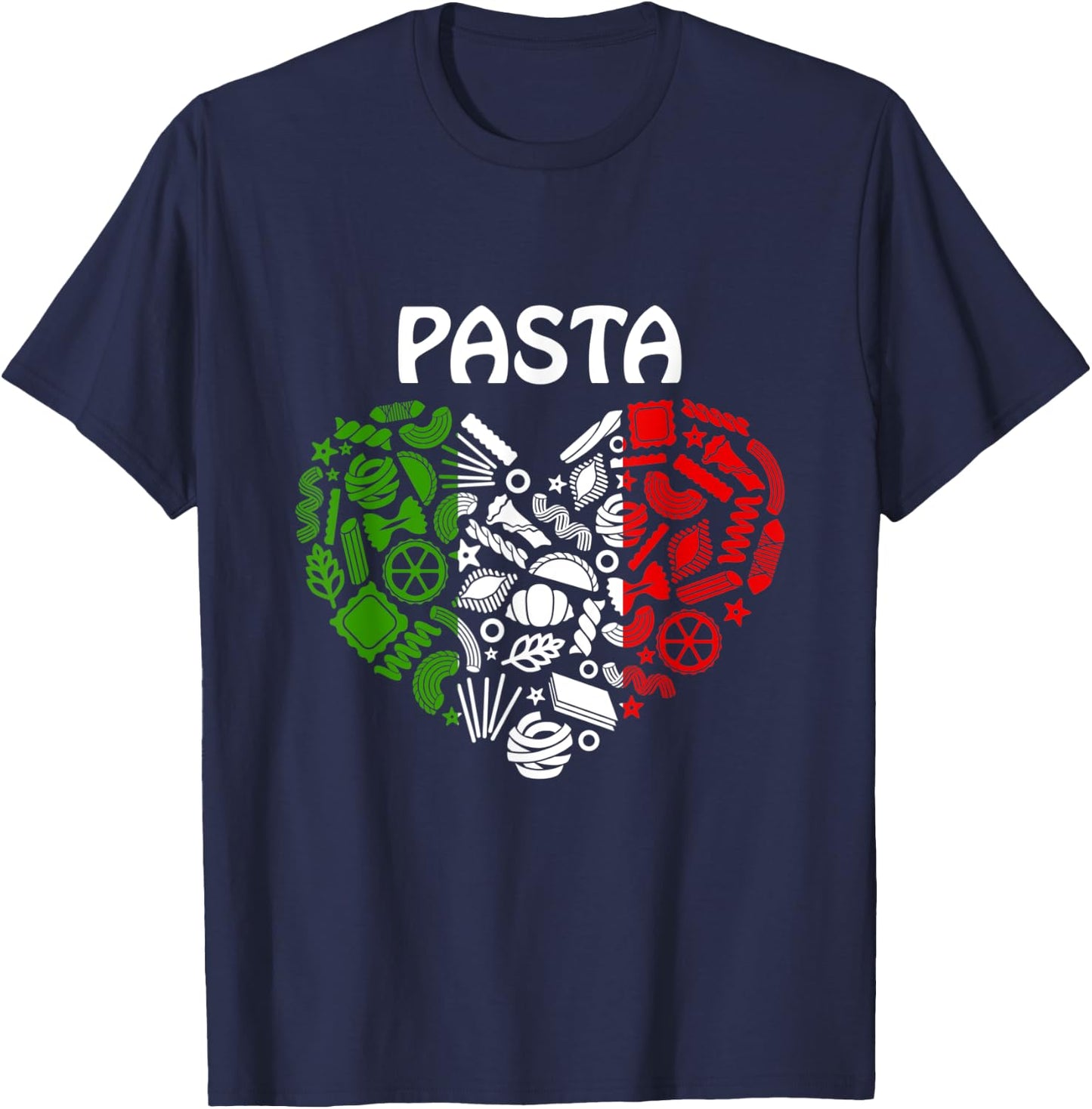 Pasta Italian Flag Colors Pasta Lover Italy Origin Pasta T-Shirt - T-Shirt | Navy
